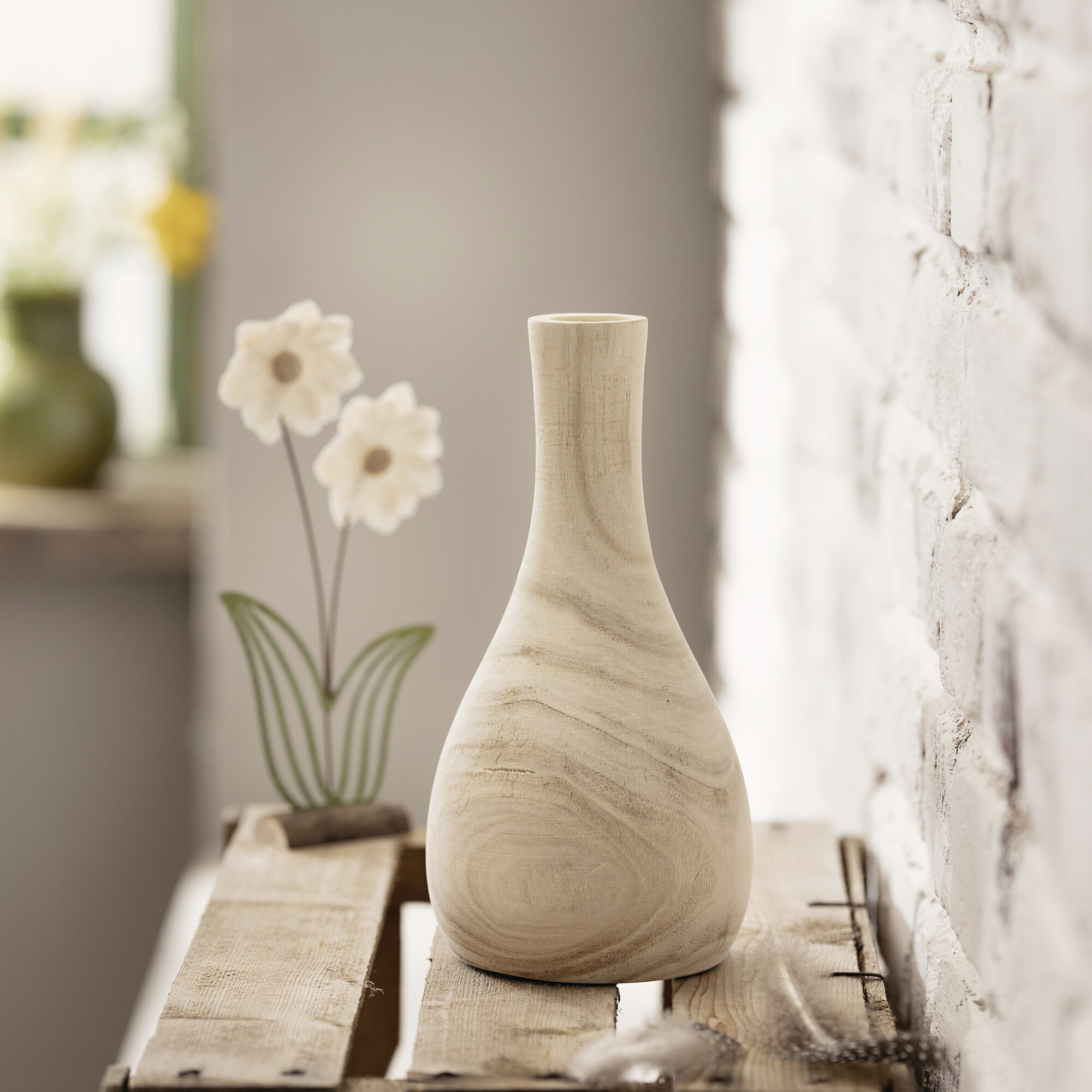 Dekovase "Wood", rund  im Frank Flechtwaren Online Shop kaufen