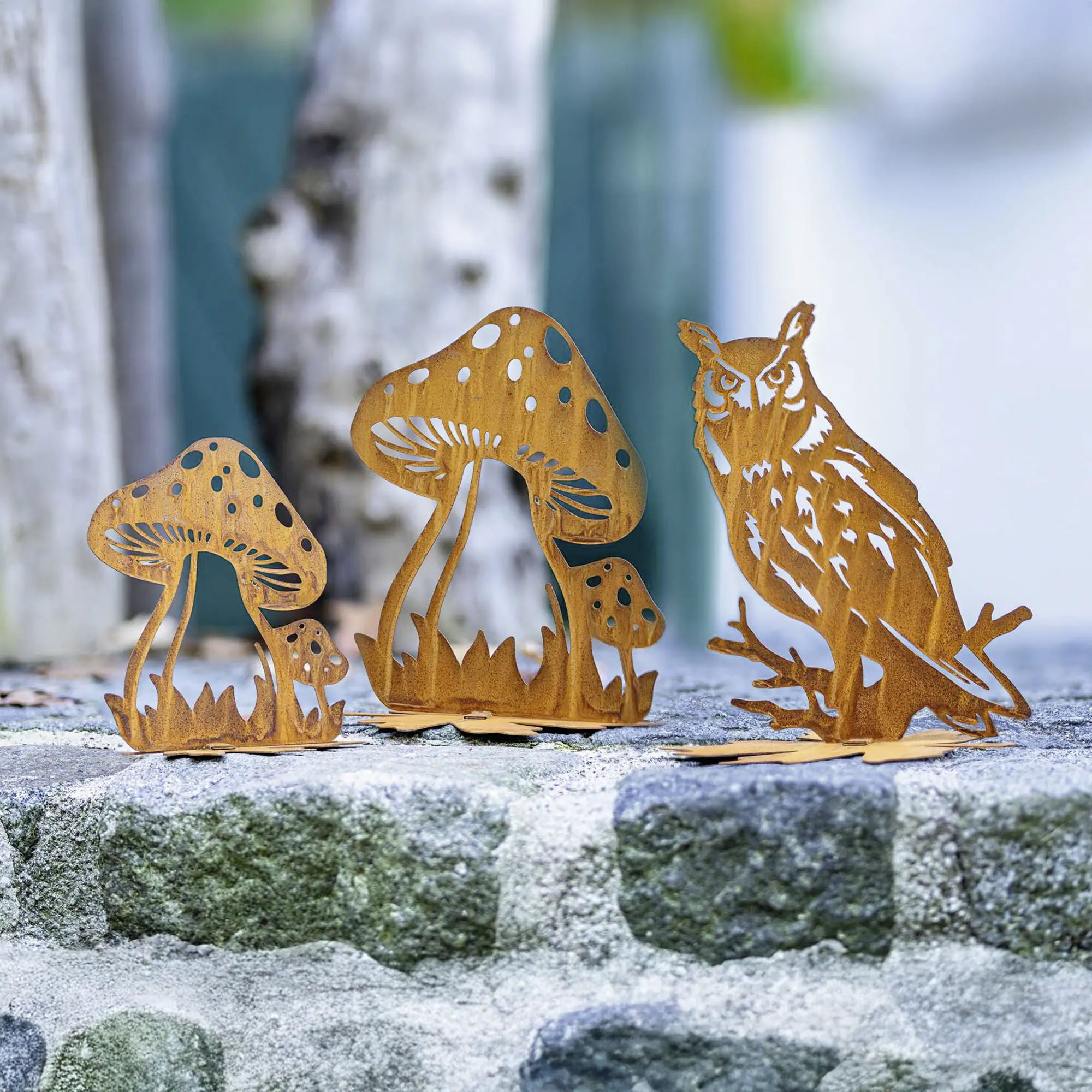 Metalldeko "Pilz", 2er Set  im Frank Flechtwaren Online Shop für Herbstgarten kaufen