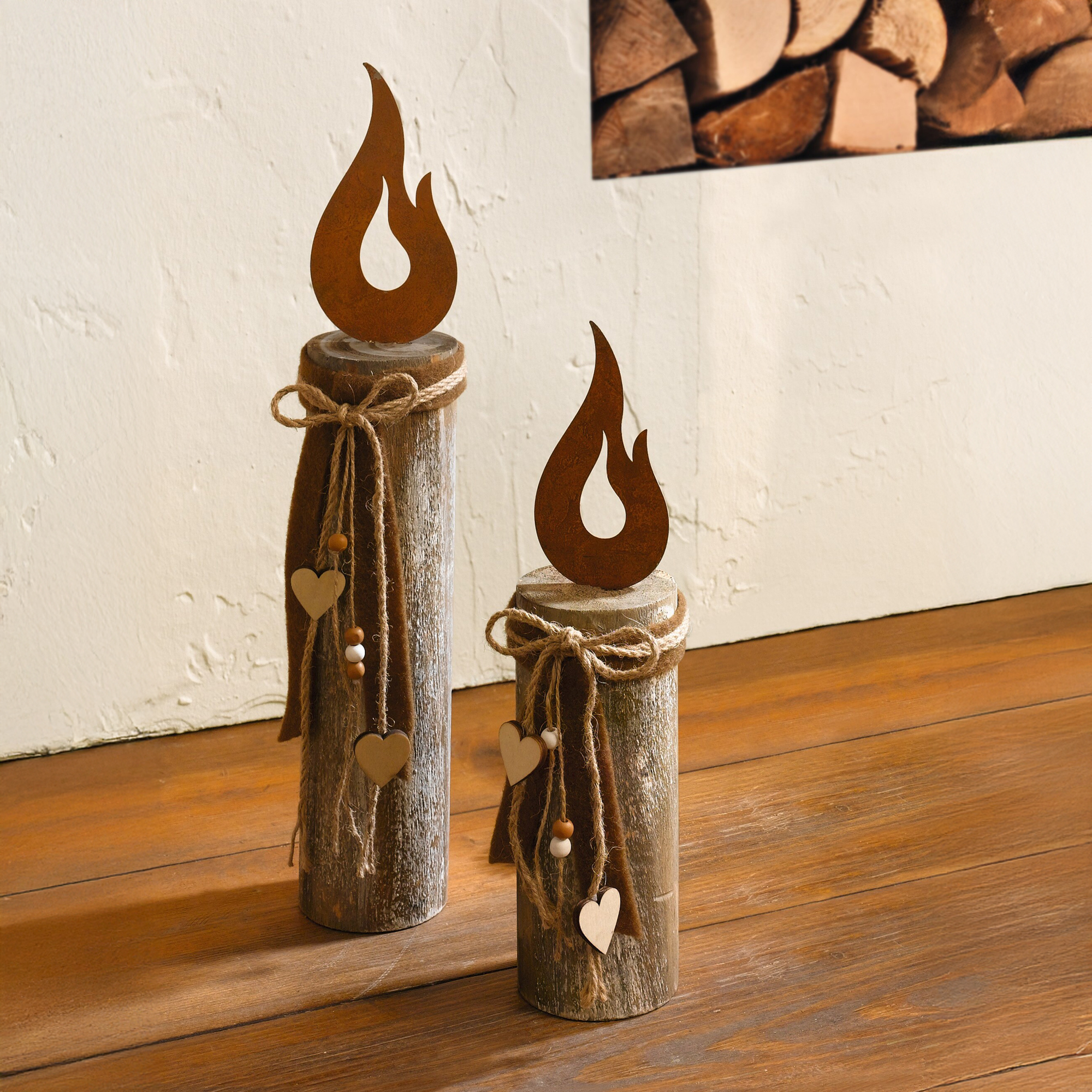 Säule "Flammendes Herz", 2er Set  im Frank Flechtwaren Online Shop kaufen