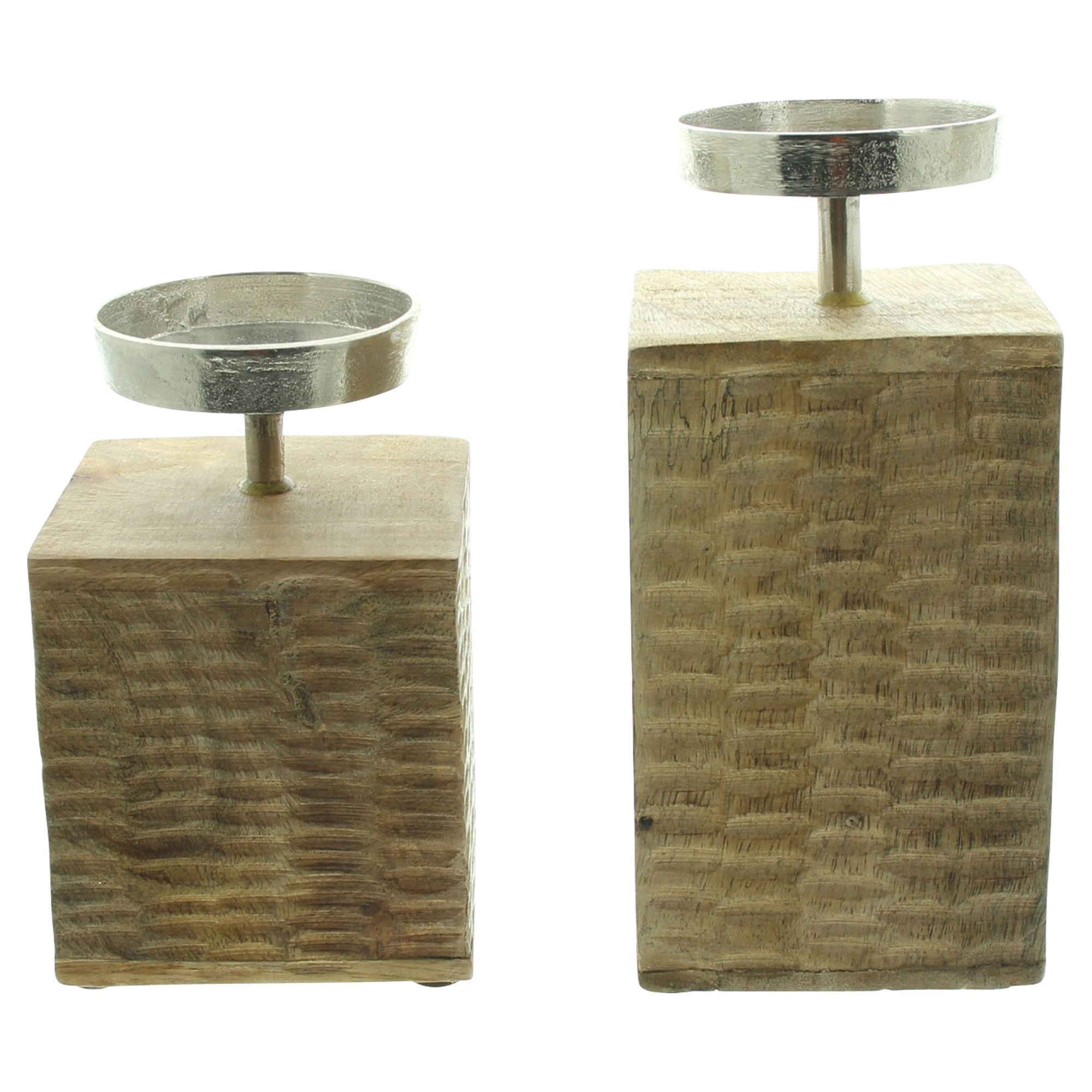 Kerzenhalter "Holzsäule", 2er Set  im Frank Flechtwaren Online Shop für Kerzenhalter kaufen