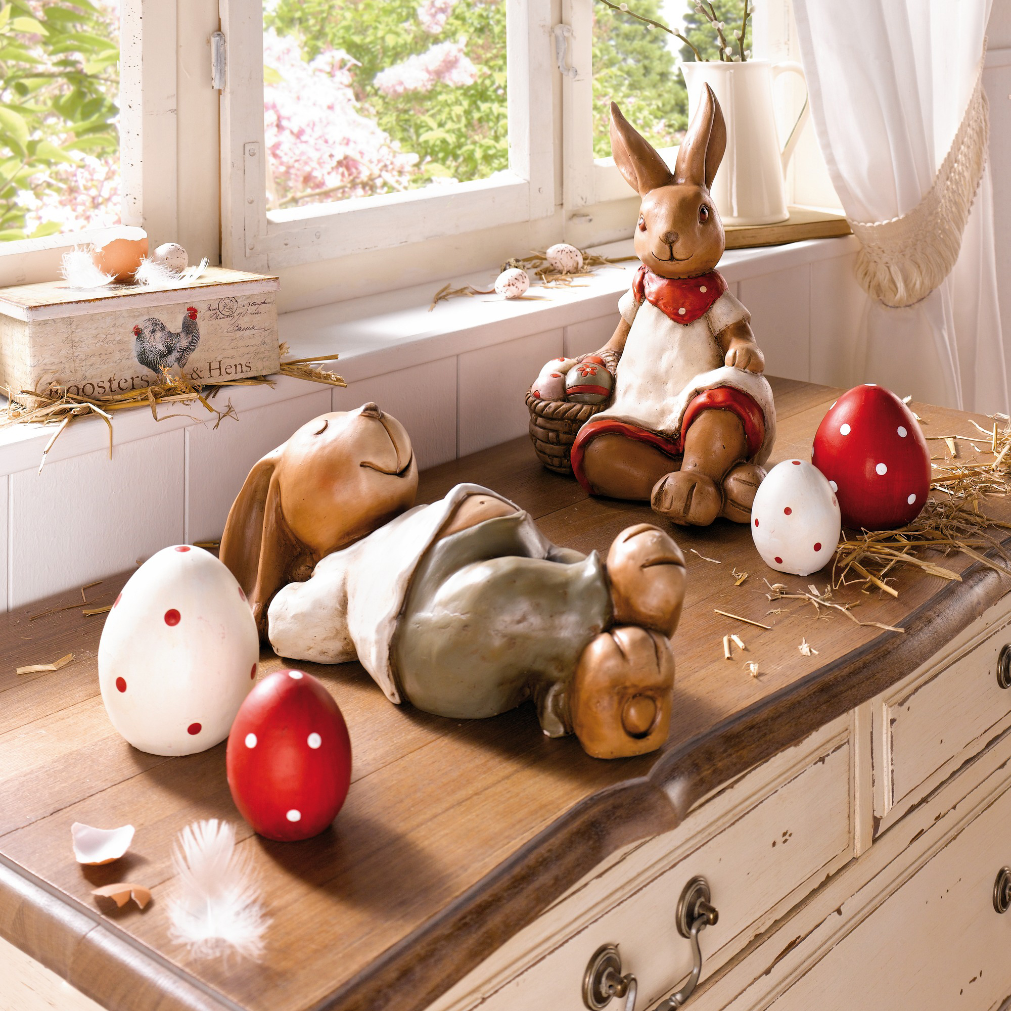 Deko-Ei "Pünktchen", 4er Set  im Frank Flechtwaren Online Shop kaufen