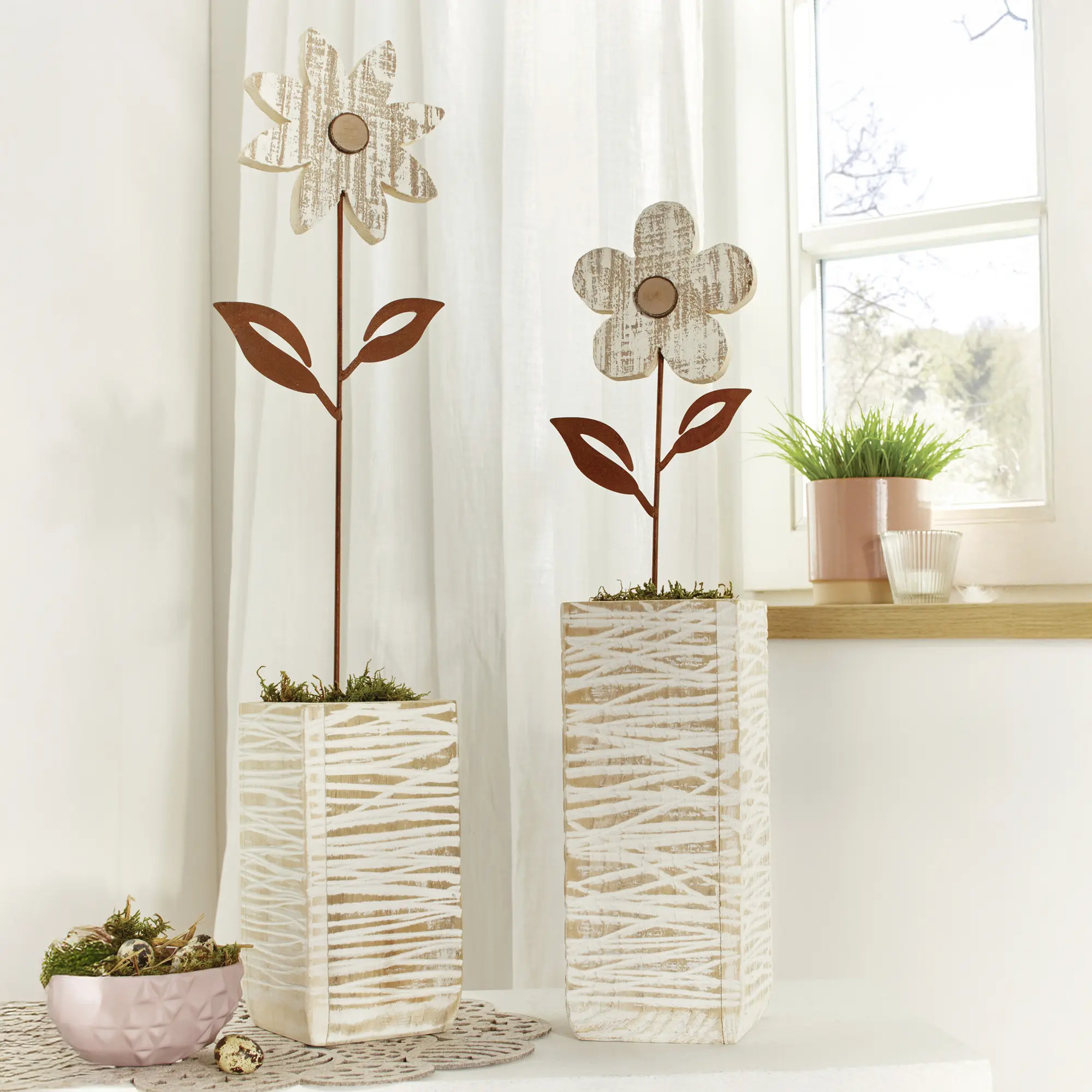 Dekovase "White Shabby", 2er Set  im Frank Flechtwaren Online Shop kaufen
