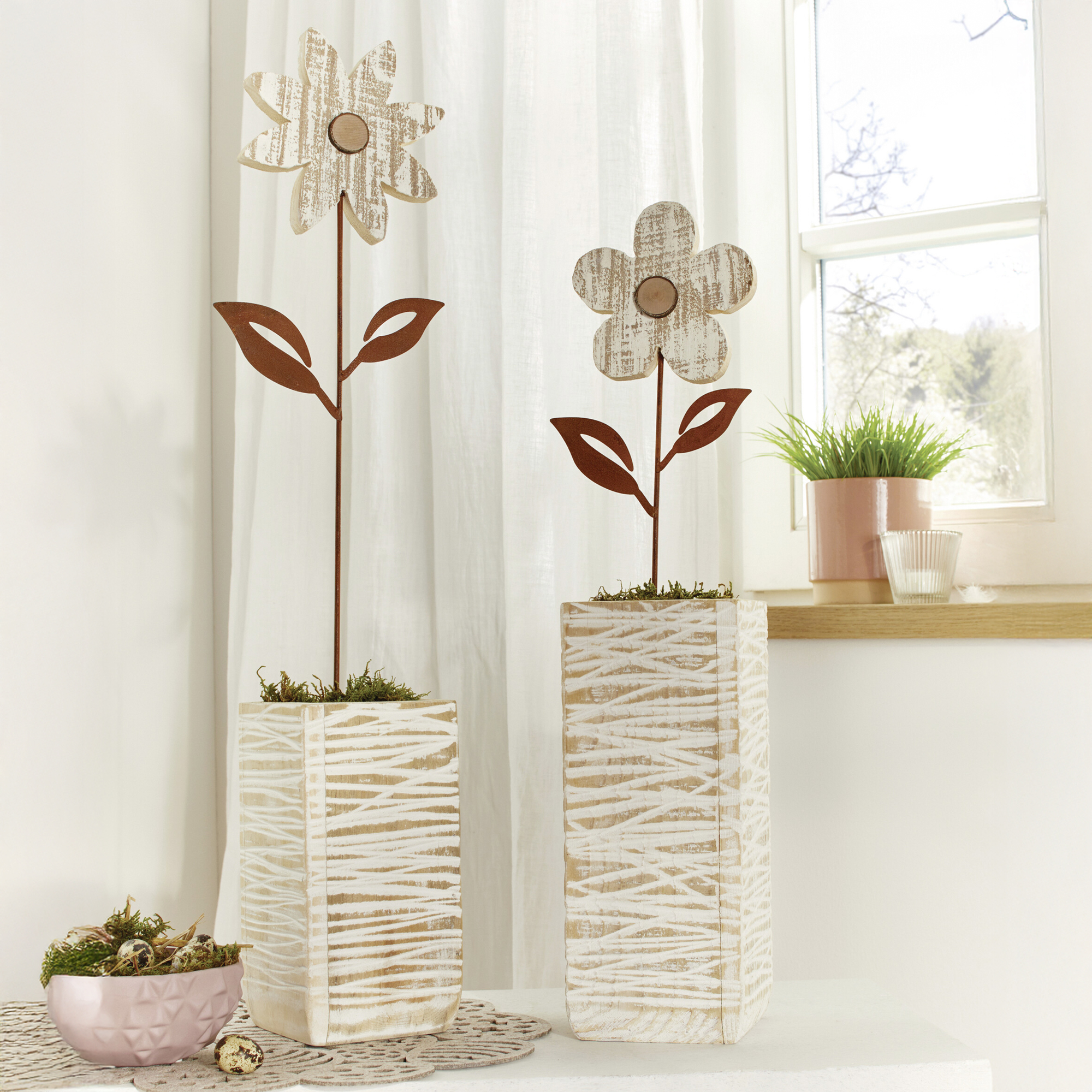 Dekovase "White Shabby", 2er Set  im Frank Flechtwaren Online Shop kaufen