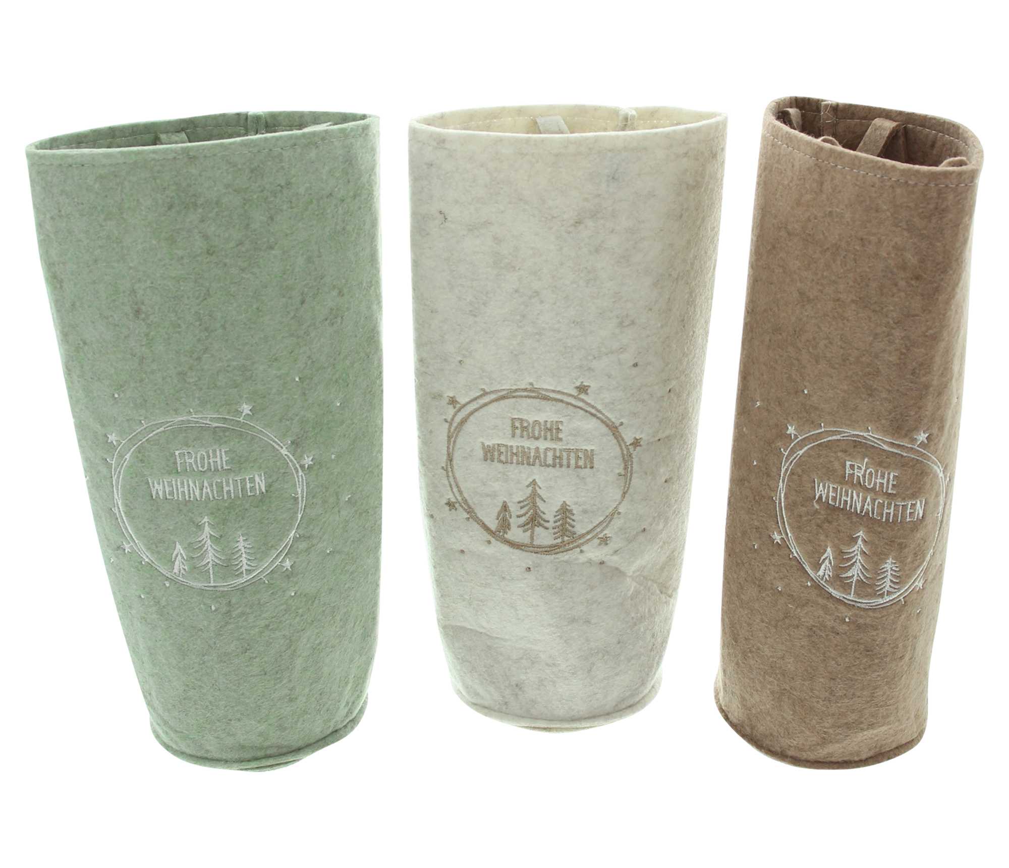 Geschenktasche "Frohe Weihnachten", 3er Set  im Frank Flechtwaren Online Shop für Geschenktaschen &amp; -säckchen kaufen