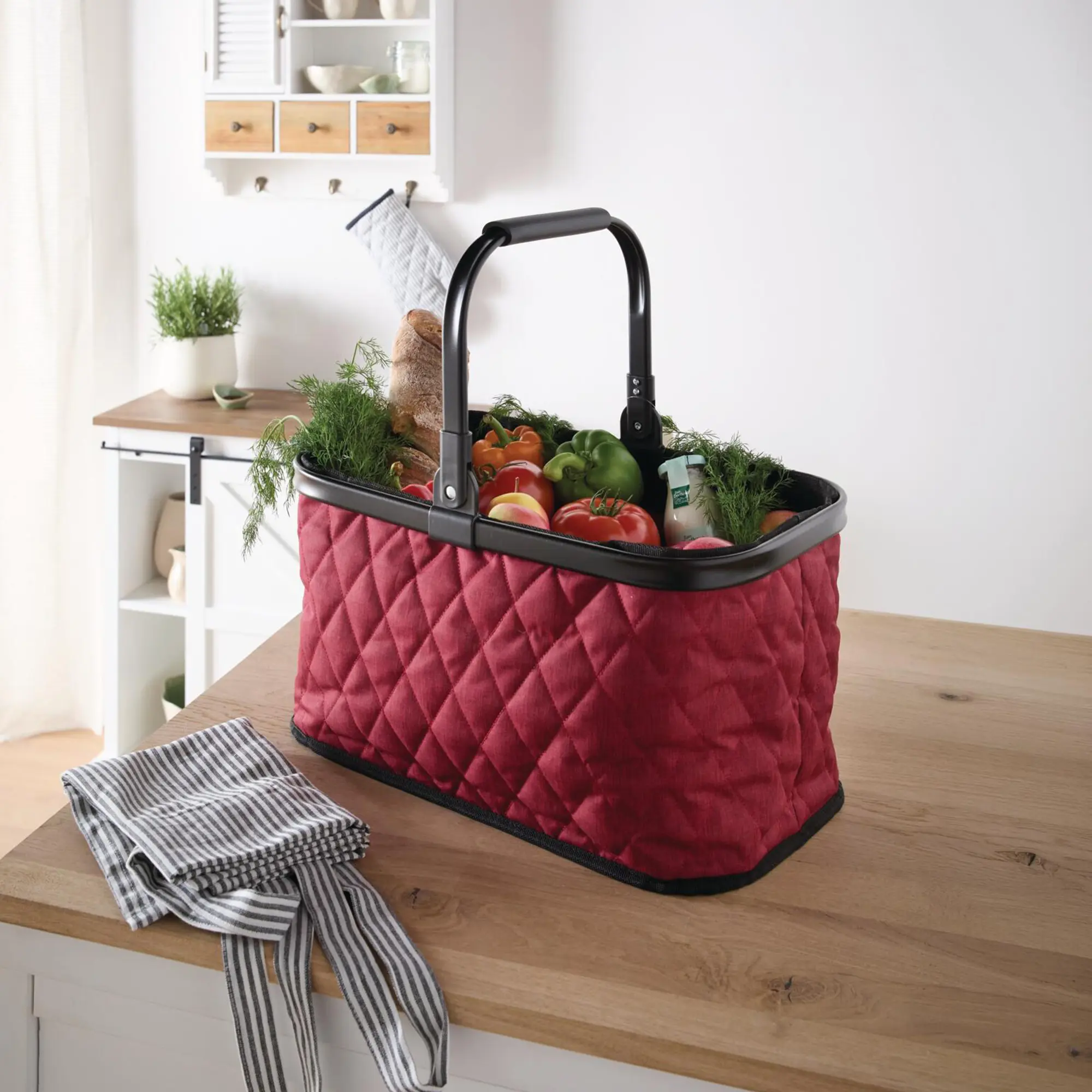 Einkaufskorb "Quilted Red"  im Frank Flechtwaren Online Shop kaufen
