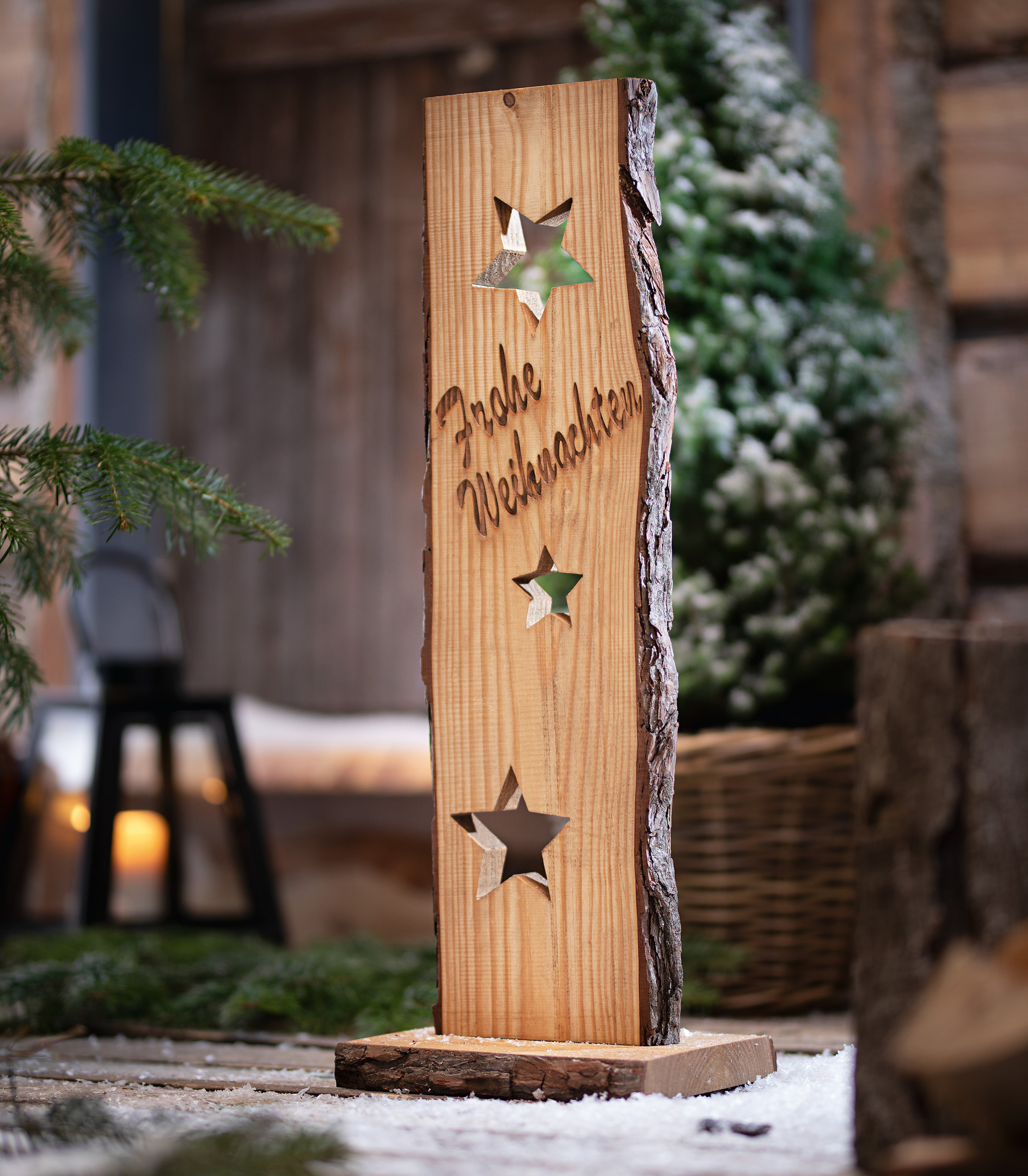 Holzsäule "Frohe Weihnachten" im Frank Flechtwaren Online Shop für Weihnachten kaufen Holzsäule "Frohe Weihnachten" im Frank Flechtwaren Online Shop für Weihnachten kaufen
