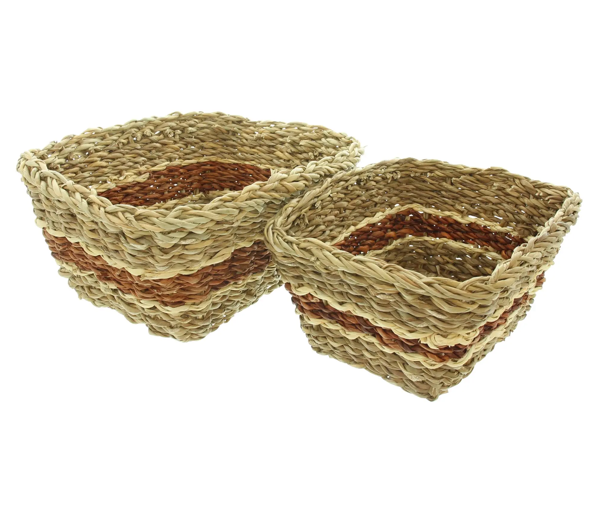 Aufbewahrungskorb "Brown Stripes", 2er Set  im Frank Flechtwaren Online Shop für Naturtöne kaufen