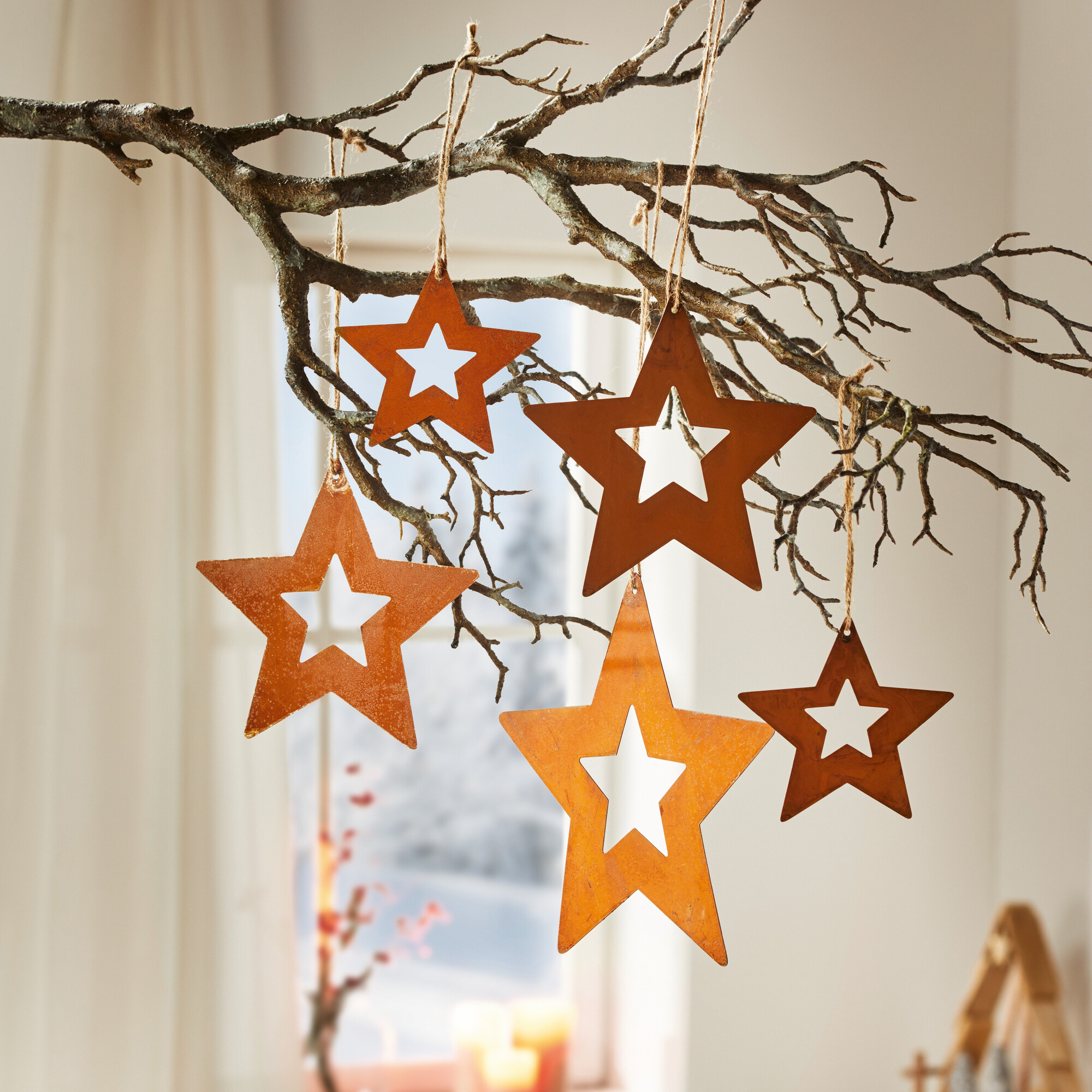 Metallhänger "Stern", 5er Set  im Frank Flechtwaren Online Shop kaufen