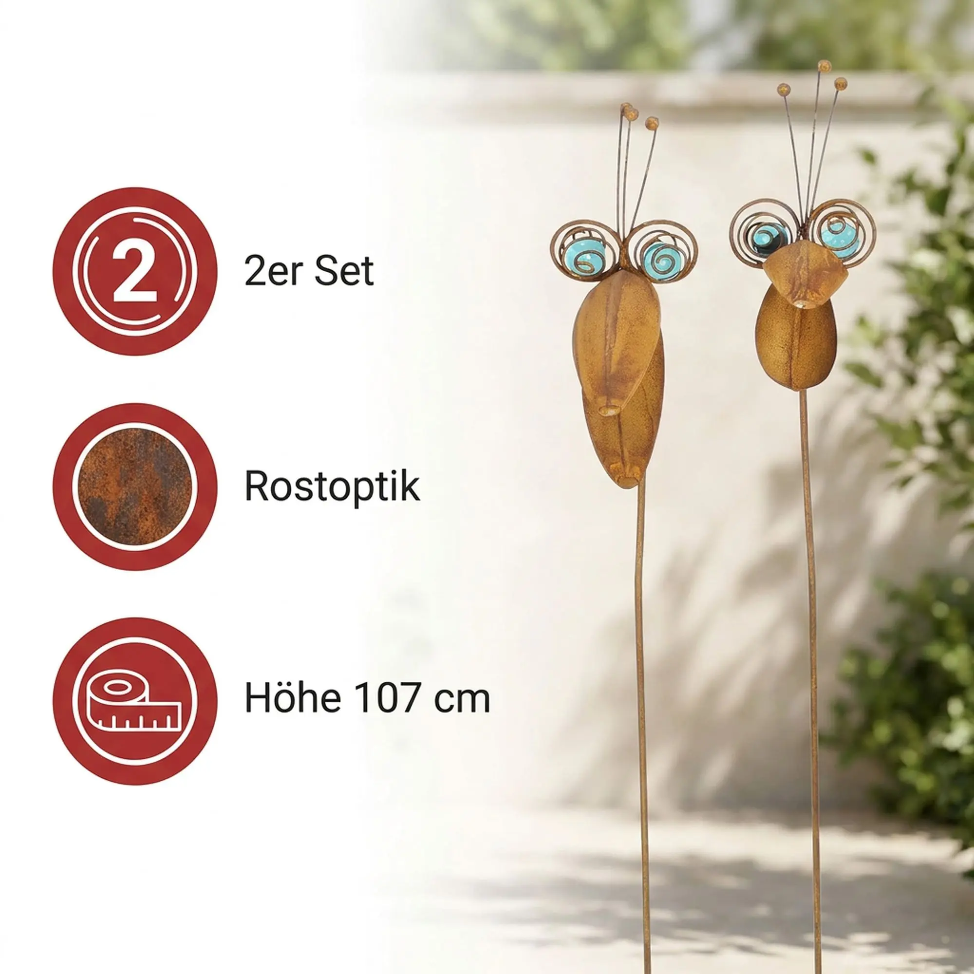 Gartenstecker "Vogelplausch", 2er Set  im Frank Flechtwaren Online Shop für Rostdeko für Ihren Garten kaufen