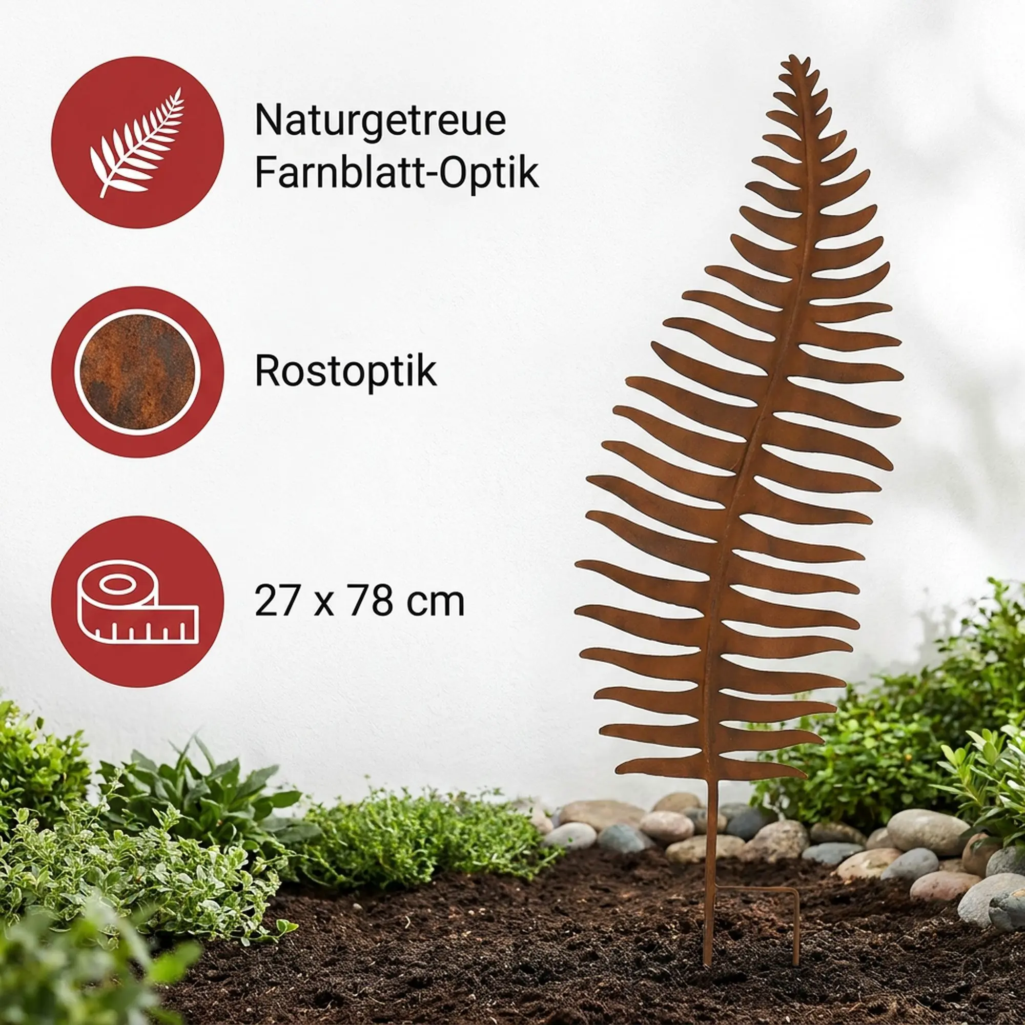 Metallstecker "Farnblatt"  im Frank Flechtwaren Online Shop für Waldspaziergang kaufen