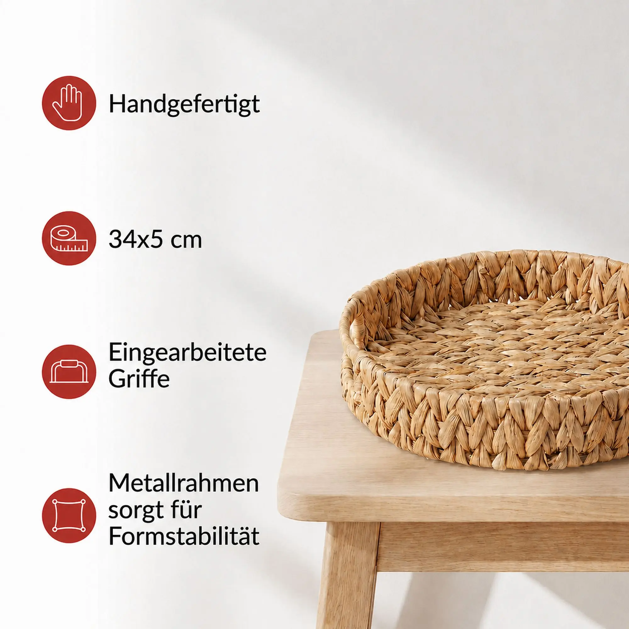Tablett "Wasserhyazinthe", rund  im Frank Flechtwaren Online Shop für Dekoschalen &amp; -etageren kaufen