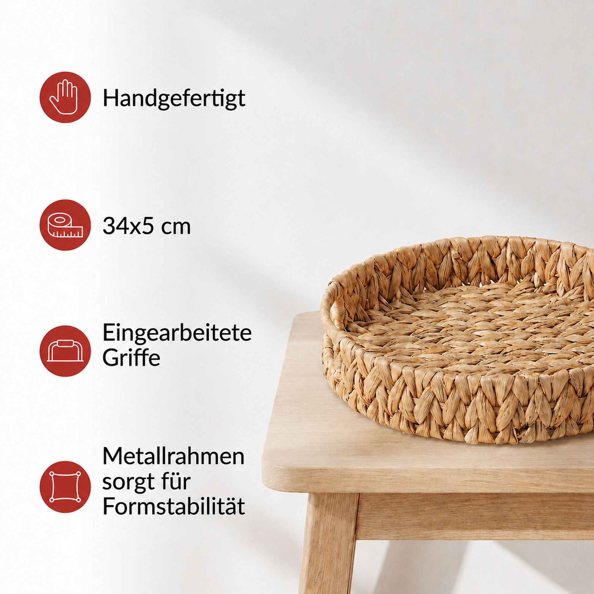 Tablett "Wasserhyazinthe", rund  im Frank Flechtwaren Online Shop für Tabletts kaufen