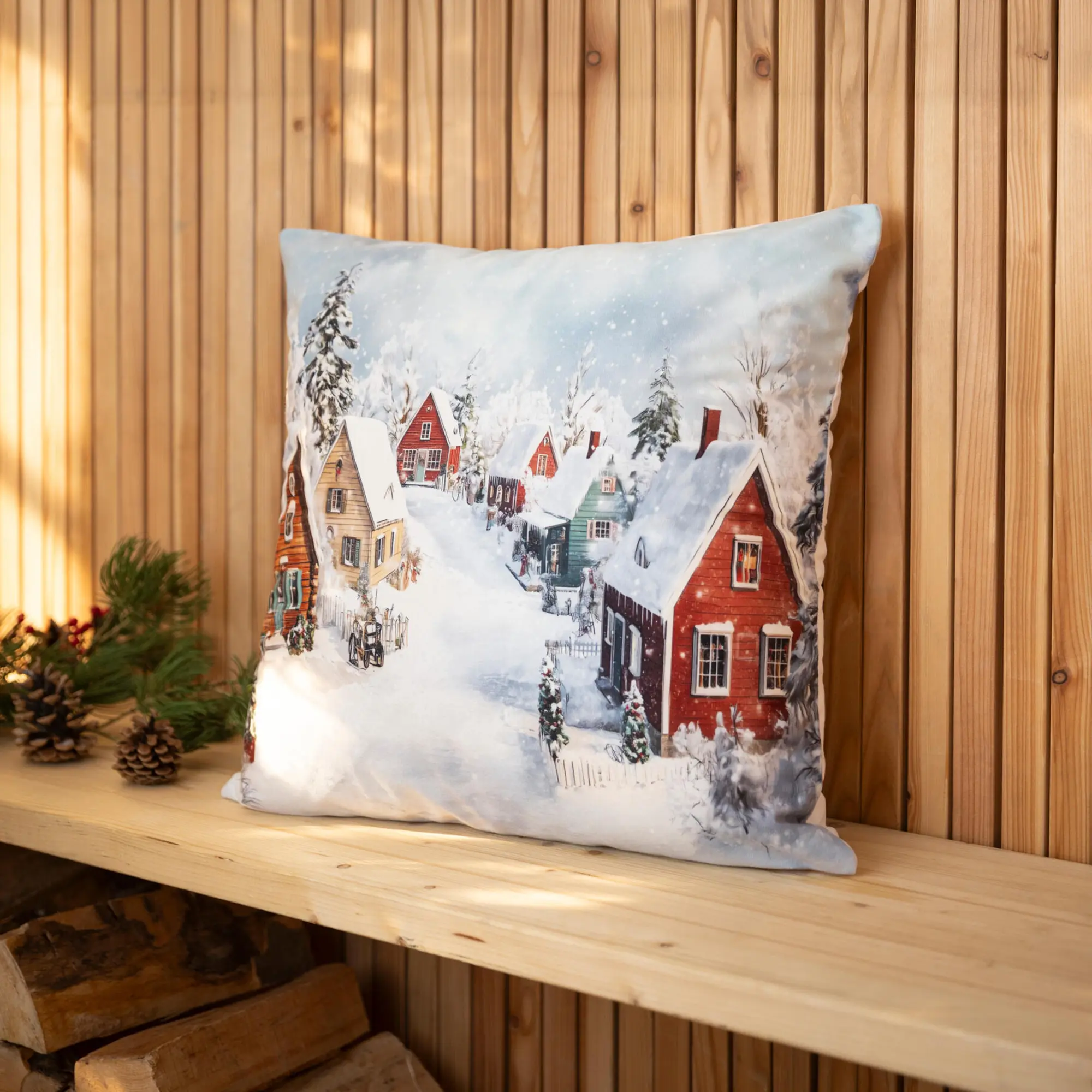 Kissenhülle "Winterdorf"  im Frank Flechtwaren Online Shop kaufen