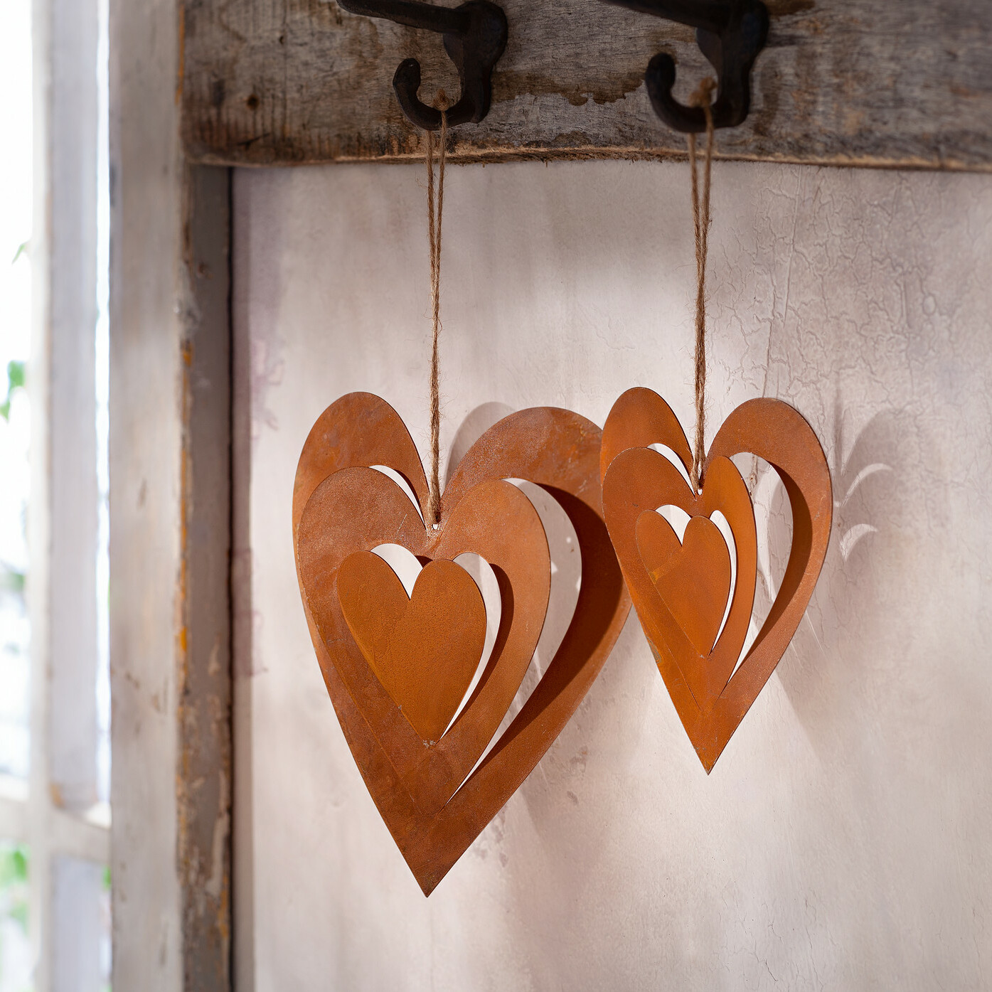 Herzhänger "Rostliebe", 2er Set  im Frank Flechtwaren Online Shop kaufen