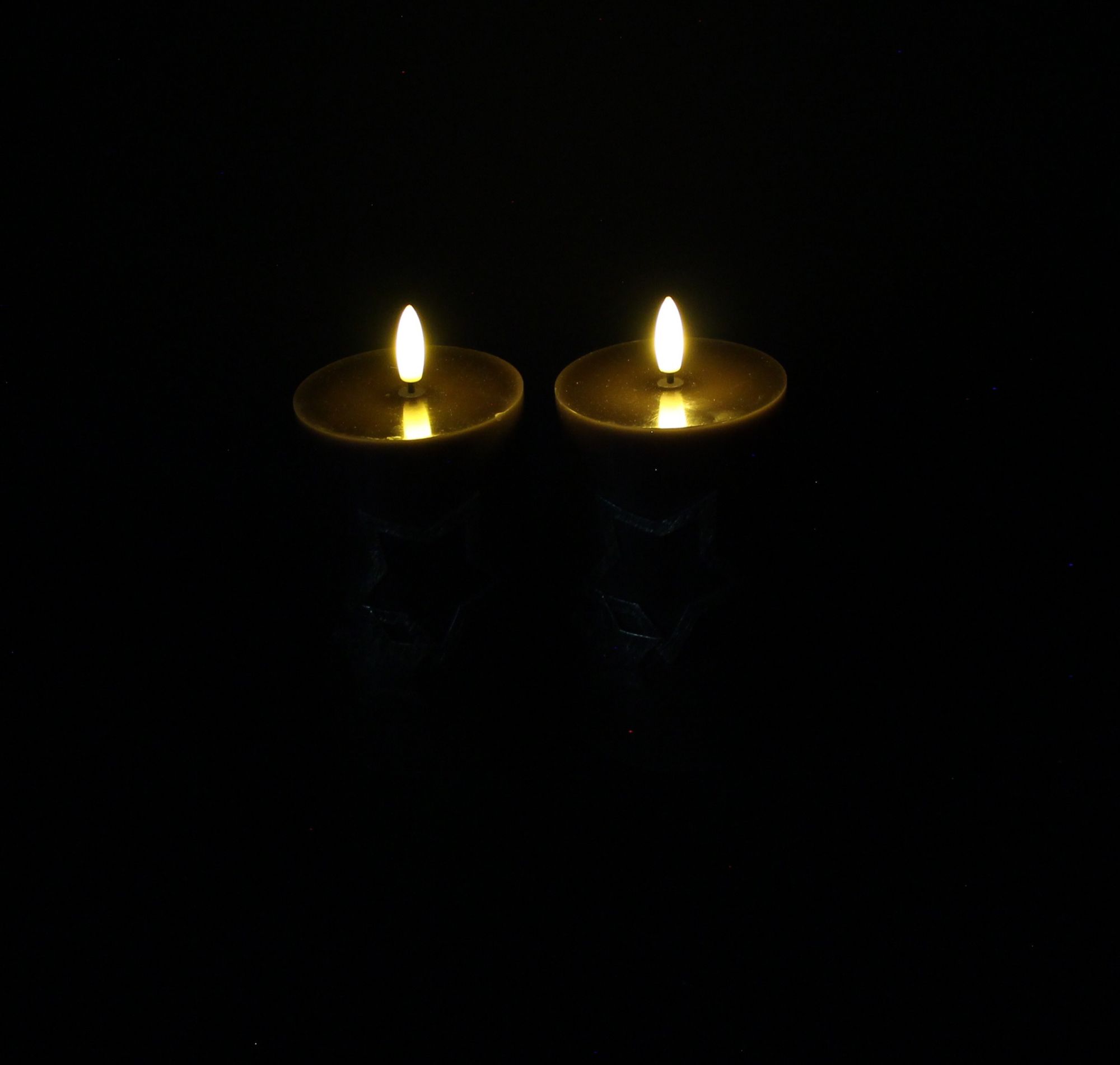 LED-Kerze "Sterne", braun, 2er Set  im Frank Flechtwaren Online Shop für Weihnachten kaufen