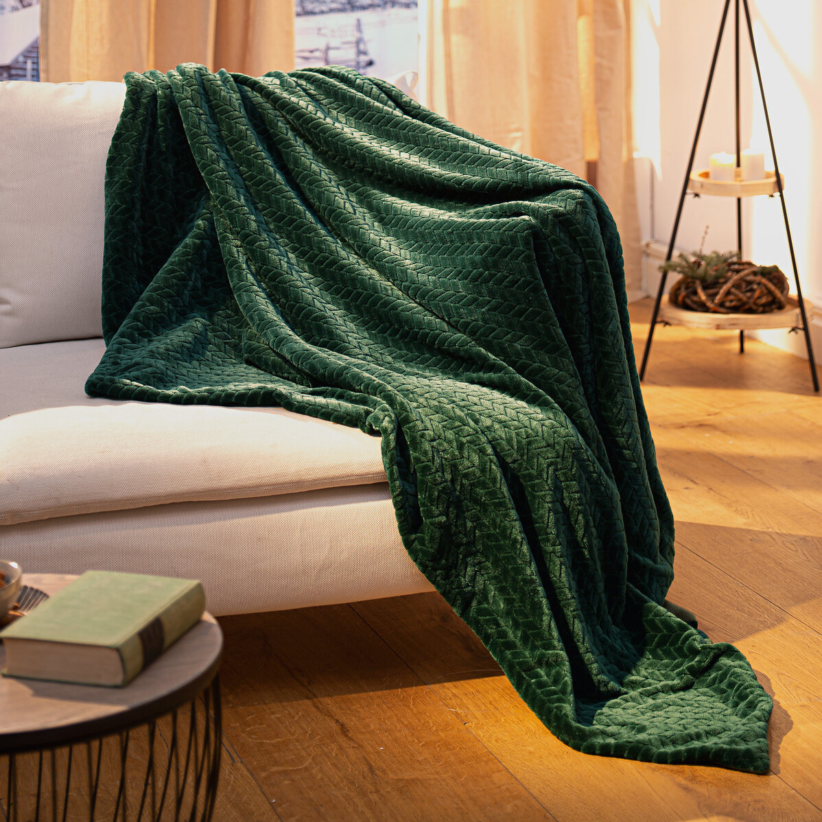 Kuscheldecke "Samtgrün"  im Frank Flechtwaren Online Shop kaufen