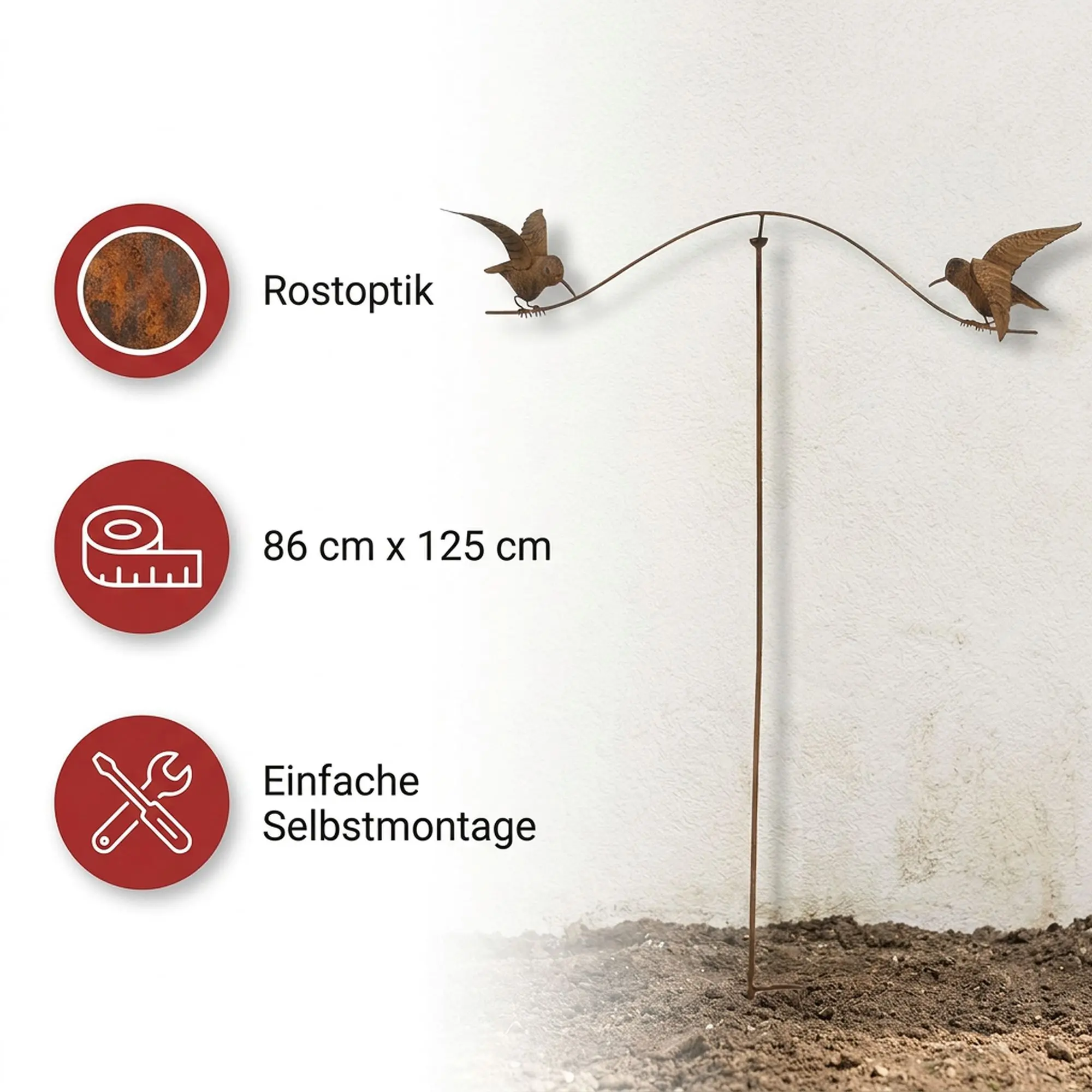 Gartenstecker "Vogelwippe"  im Frank Flechtwaren Online Shop für Rostdeko für Ihren Garten kaufen