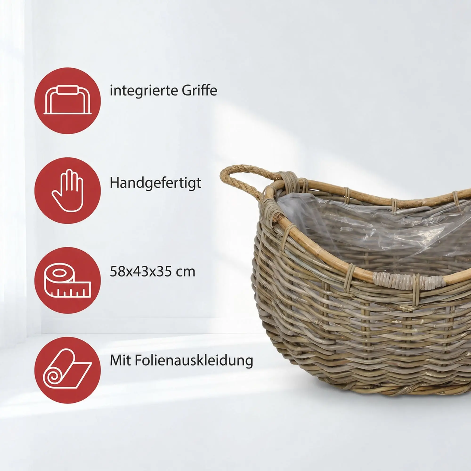 Pflanzschiff "Rattan"  im Frank Flechtwaren Online Shop für Rattanpflanzkörbe kaufen