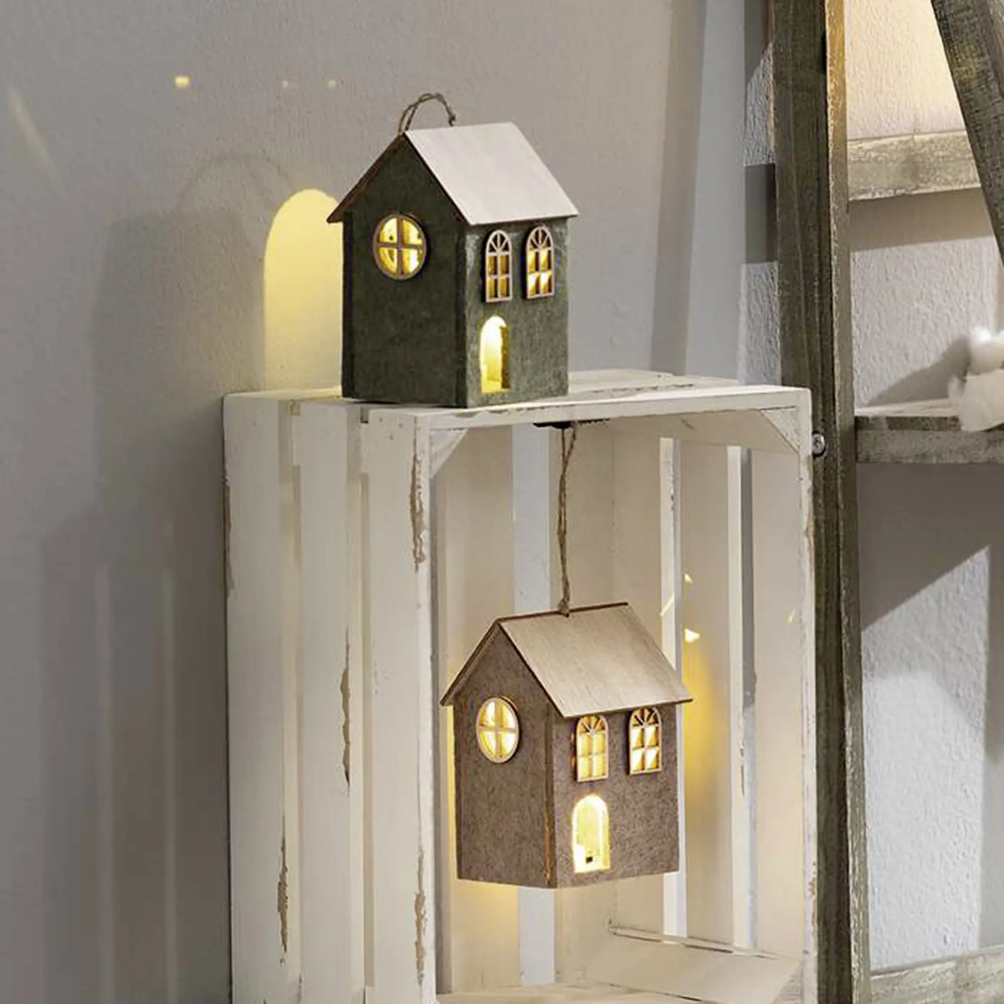 LED-Hänger "Haus", 2er Set  im Frank Flechtwaren Online Shop kaufen