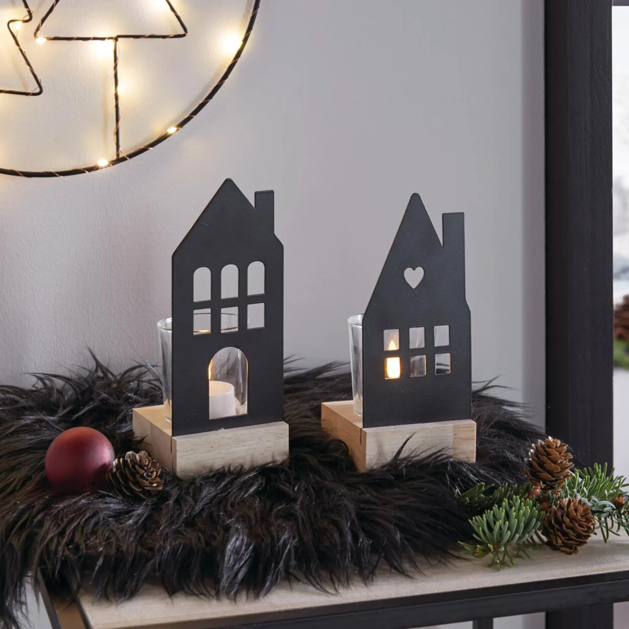 Windlicht "Haus", 2er Set  im Frank Flechtwaren Online Shop kaufen