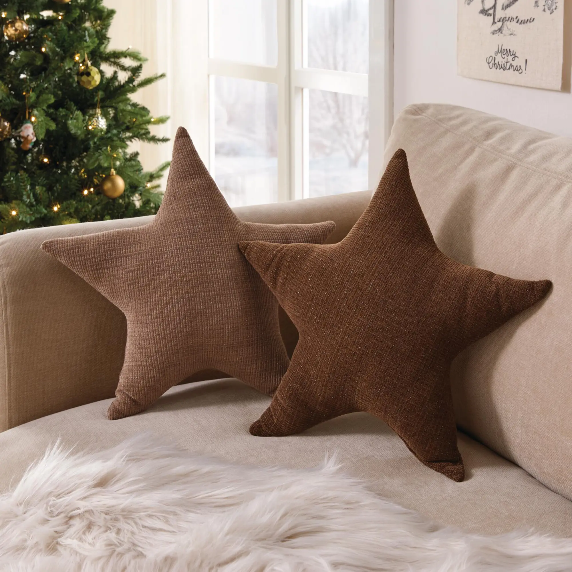 Deko-Kissen "Stern", 2er Set  im Frank Flechtwaren Online Shop für Weihnachtliche Kissen &amp; Kissenhüllen kaufen