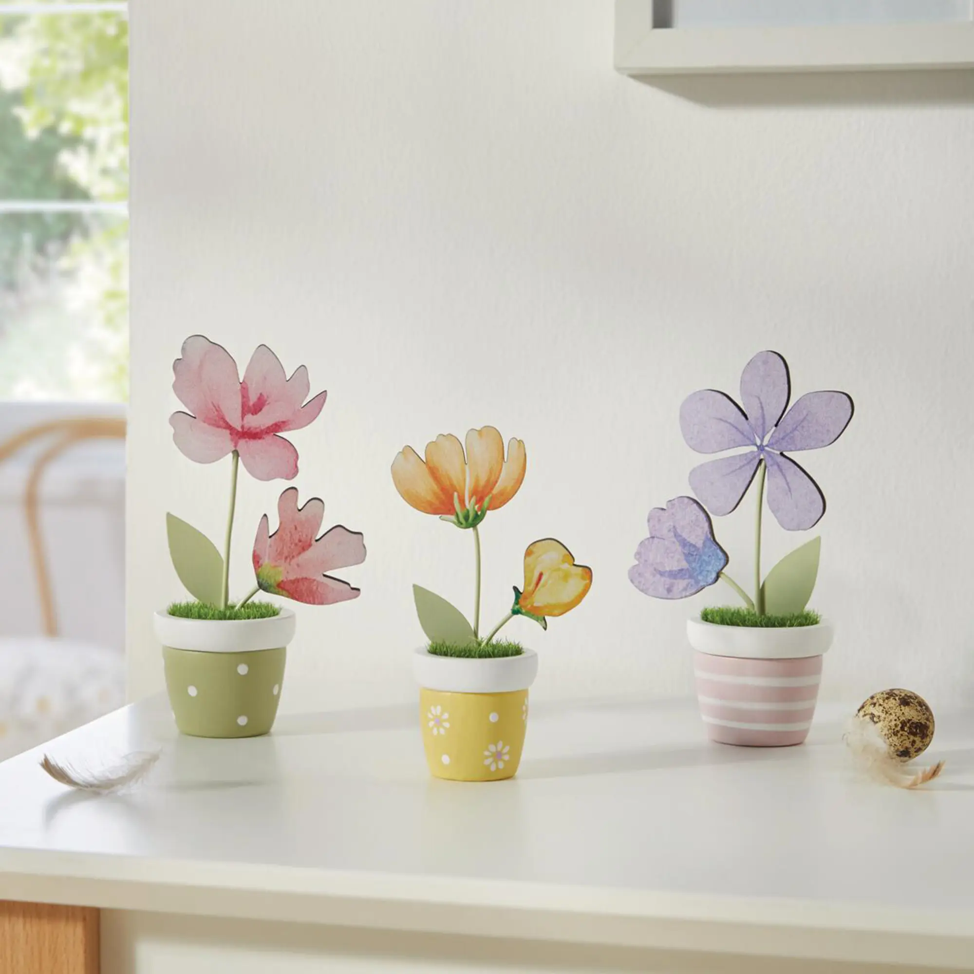 Blumendeko "Bunte Töpfchen", 3er Set  im Frank Flechtwaren Online Shop kaufen