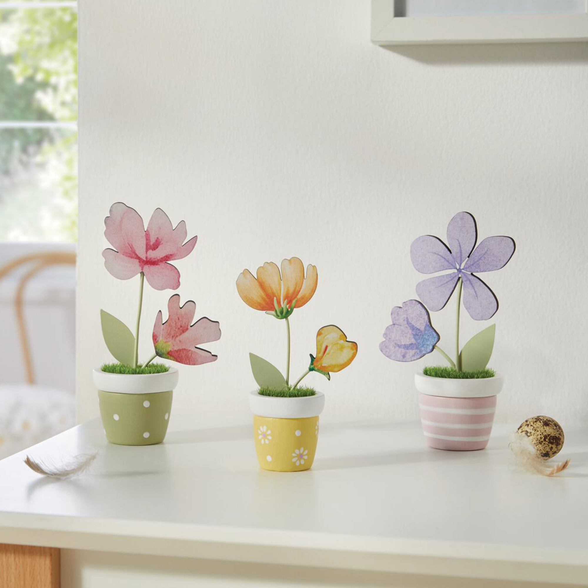 Blumendeko "Bunte Töpfchen", 3er Set  im Frank Flechtwaren Online Shop kaufen