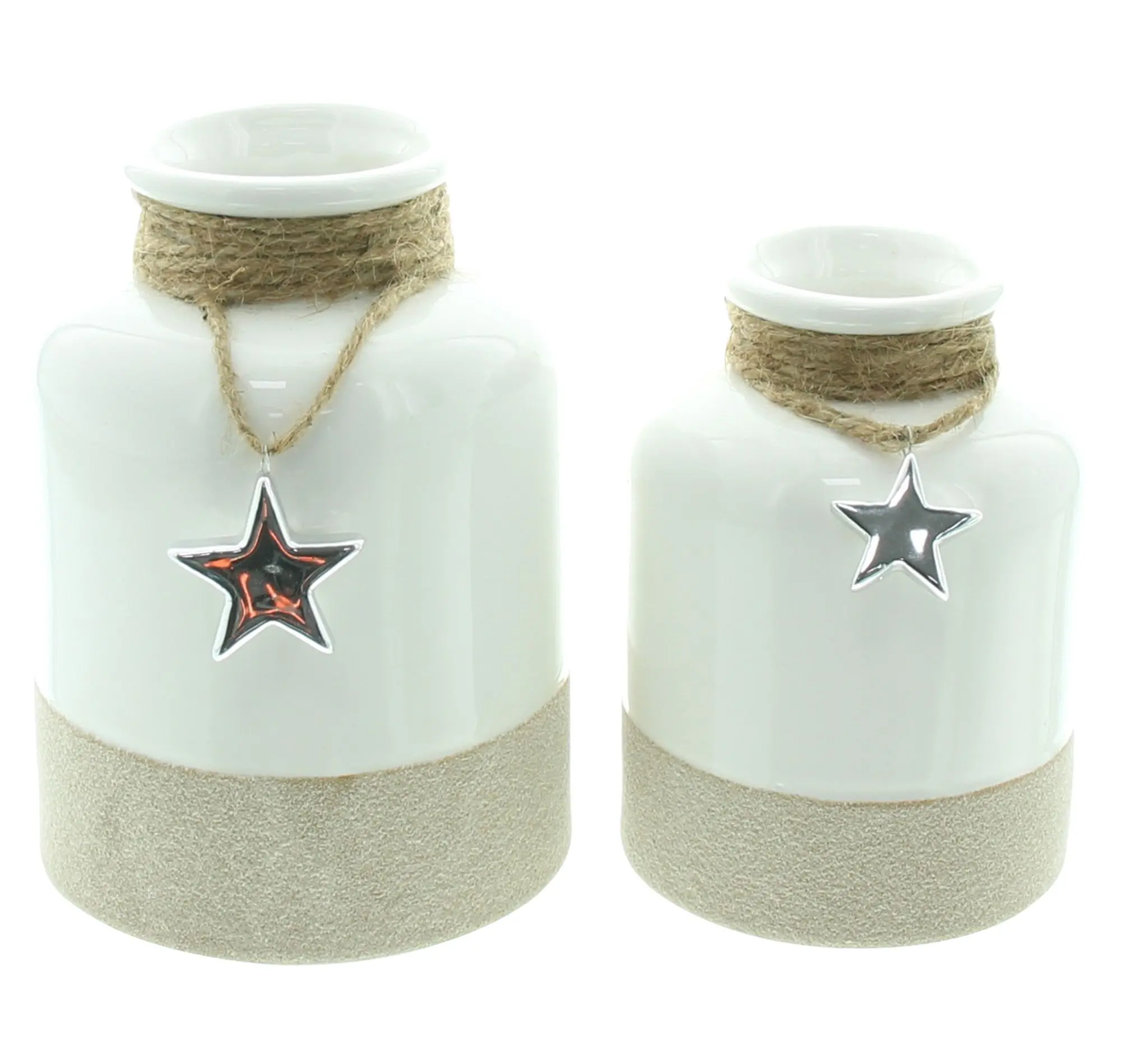 Dekovase "Silberstern", 2er Set im Frank Flechtwaren Online Shop für Dekofiguren kaufen Dekovase "Silberstern", 2er Set im Frank Flechtwaren Online Shop für Dekofiguren kaufen