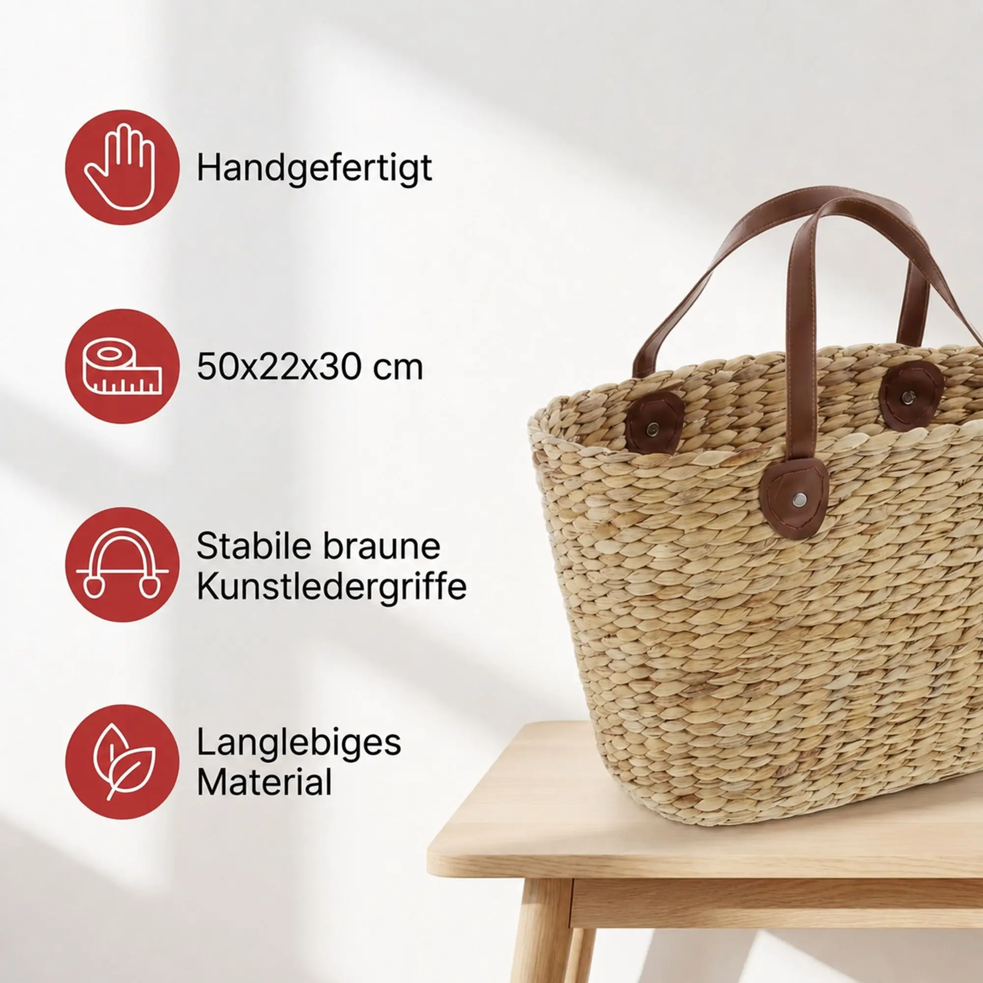 Einkaufstasche "Naturoptik"  im Frank Flechtwaren Online Shop für Küche kaufen