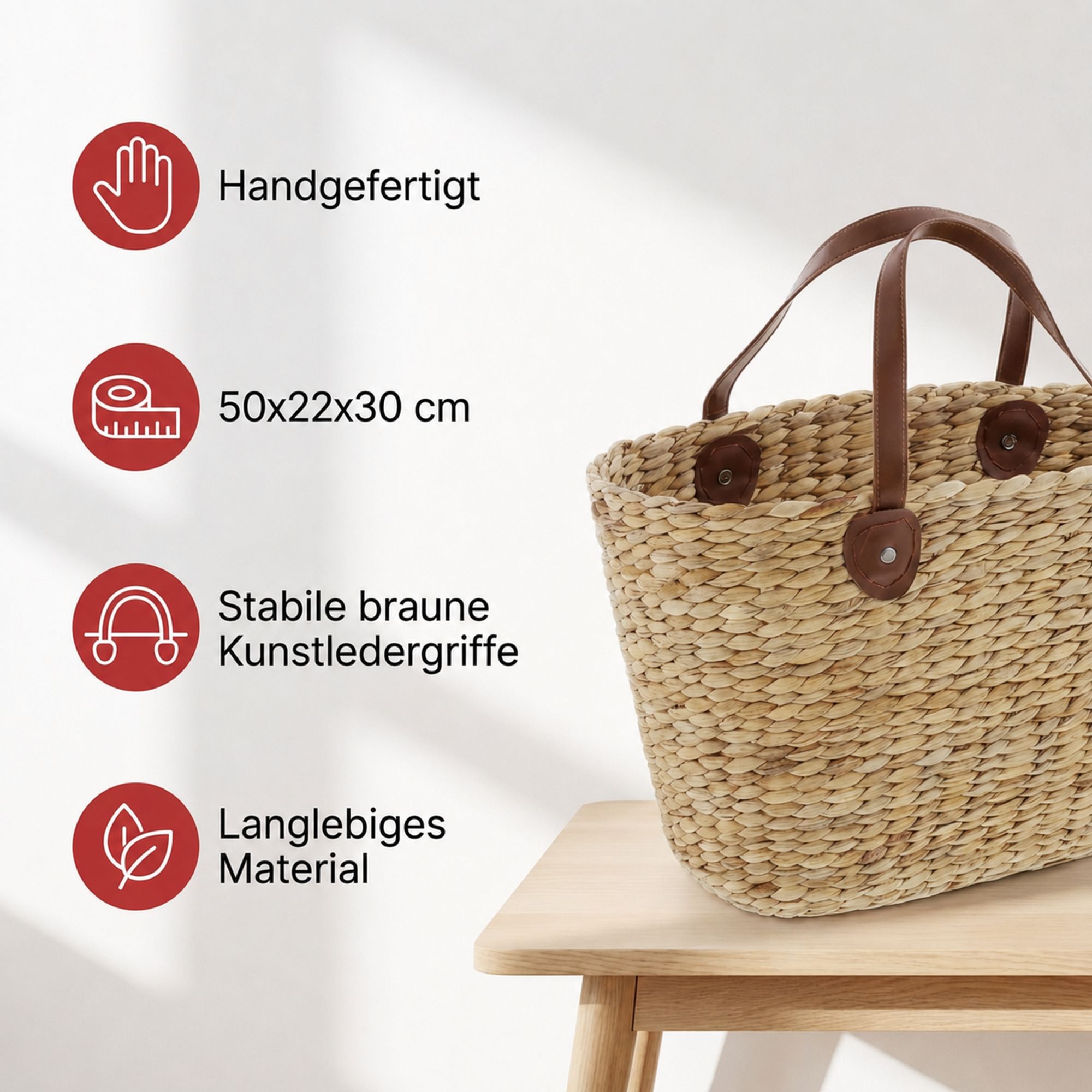 Einkaufstasche "Naturoptik"  im Frank Flechtwaren Online Shop für Küche kaufen