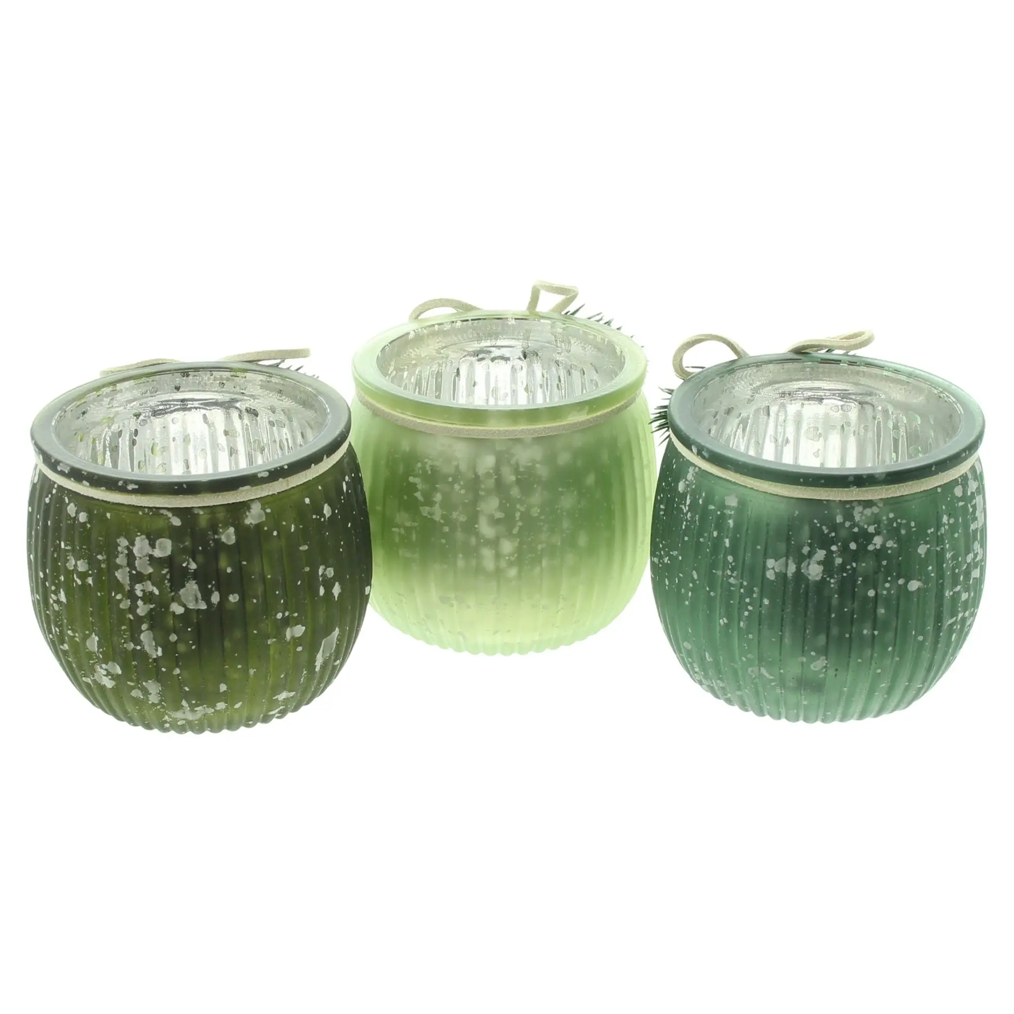 Teelichthalter "Green Shades", 3er Set  im Frank Flechtwaren Online Shop für Weihnachts-Neuheiten kaufen