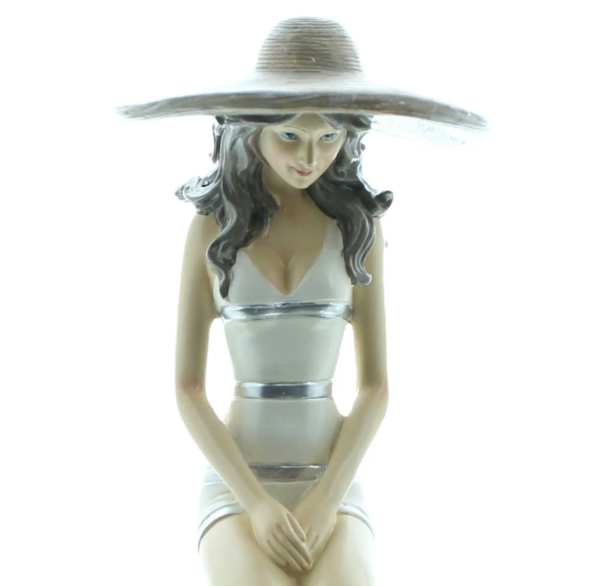 Figur "Stranddame auf Fels"  im Frank Flechtwaren Online Shop für Dekofiguren kaufen