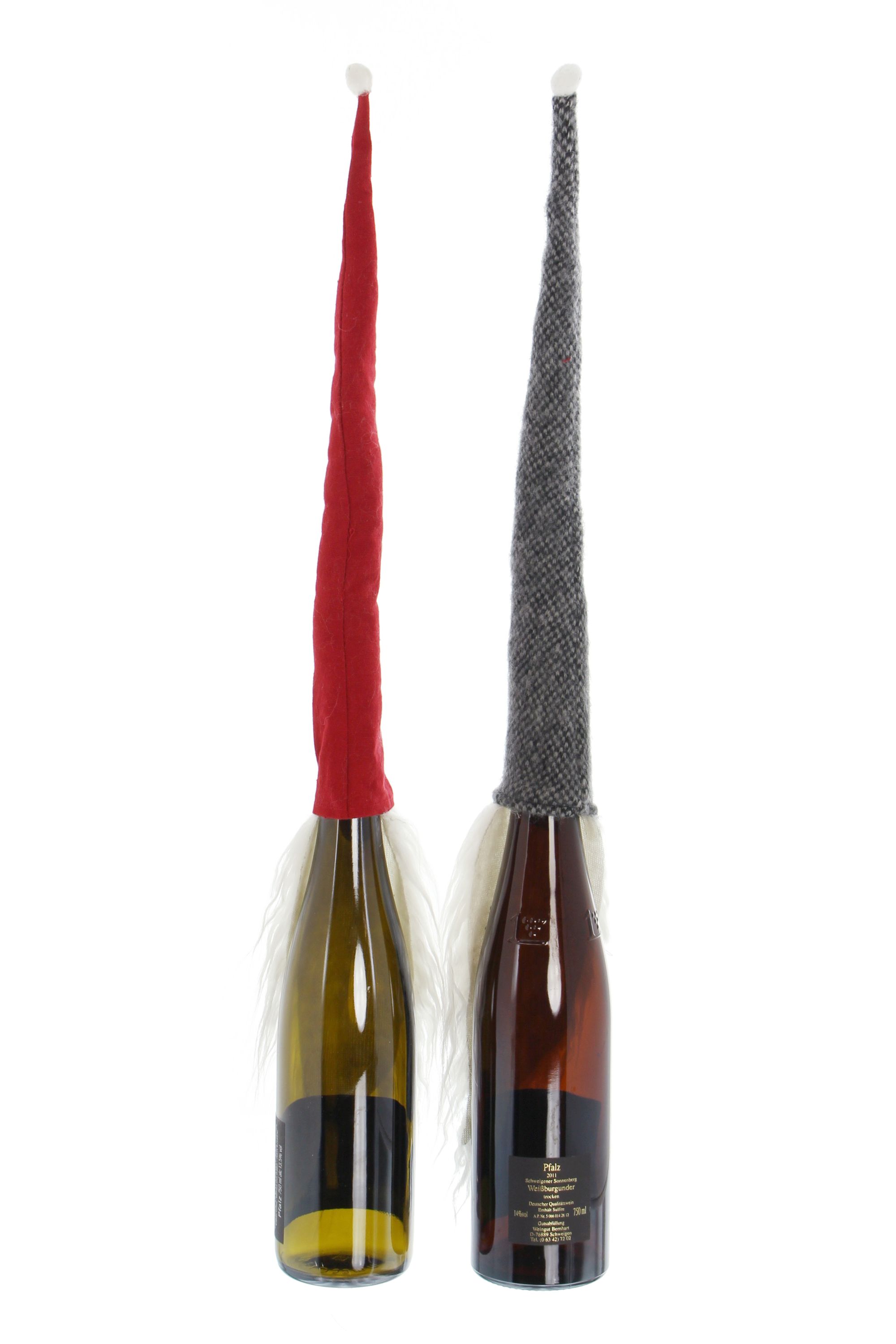 Flaschendeko "Wichtelmützen", 2er Set im Frank Flechtwaren Online Shop für Weihnachten kaufen Flaschendeko "Wichtelmützen", 2er Set im Frank Flechtwaren Online Shop für Weihnachten kaufen