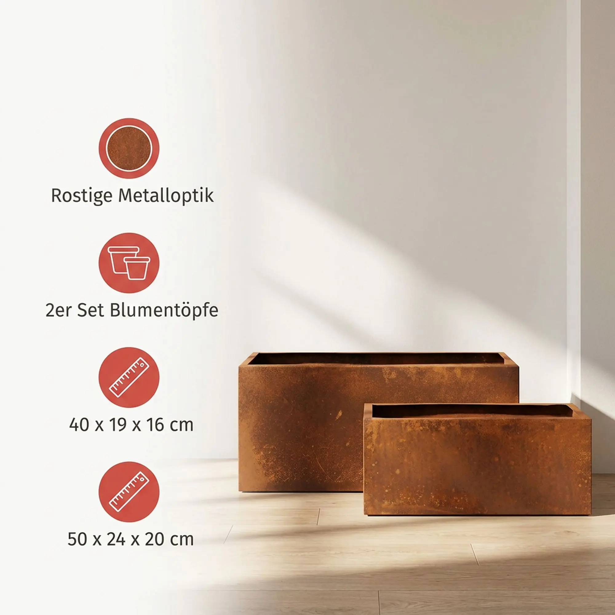 Pflanzer "Rost", 2er Set  im Frank Flechtwaren Online Shop für Pflanztöpfe kaufen