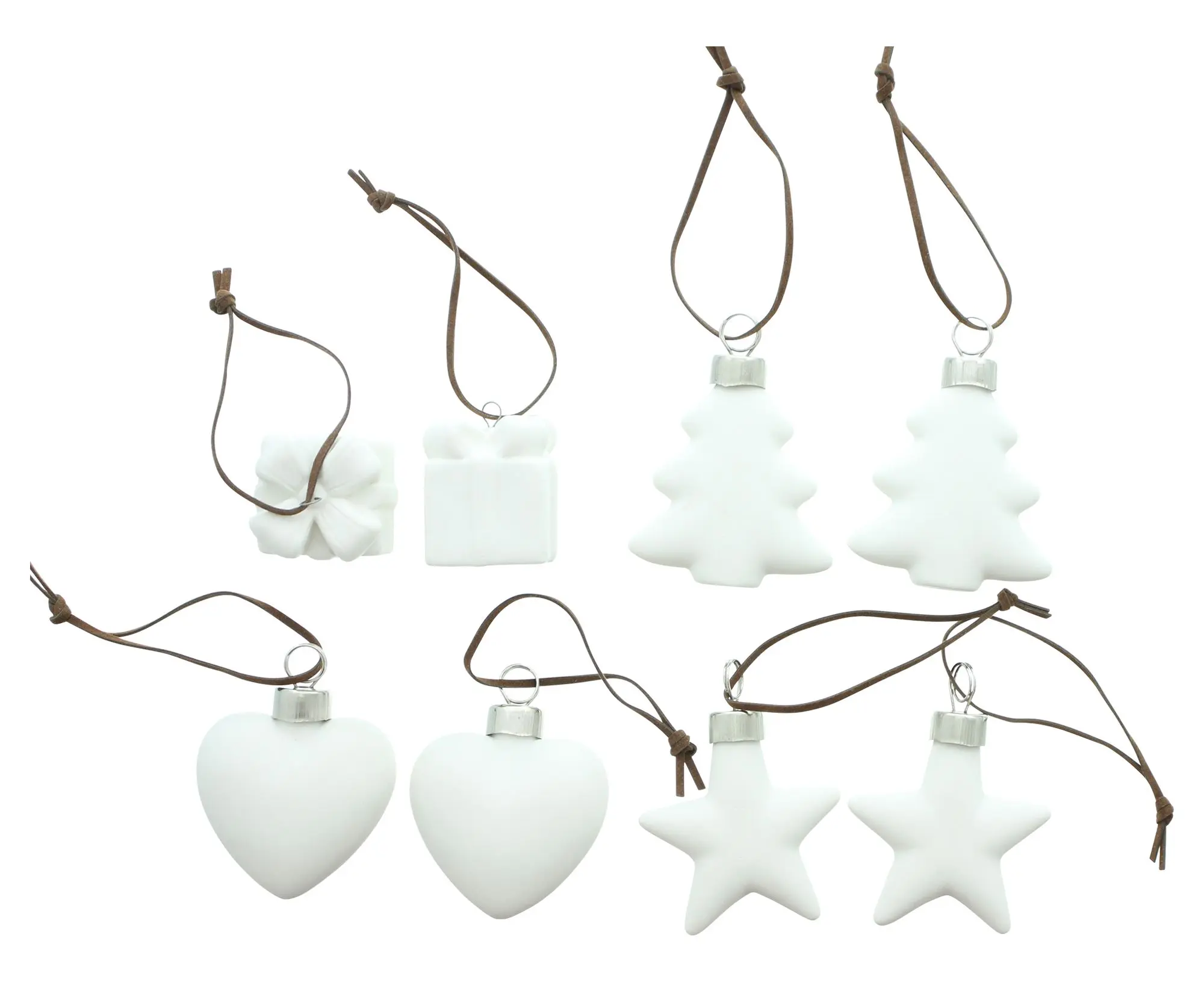 Hänger "Weiße Weihnacht", 8er Set  im Frank Flechtwaren Online Shop für Baumschmuck kaufen
