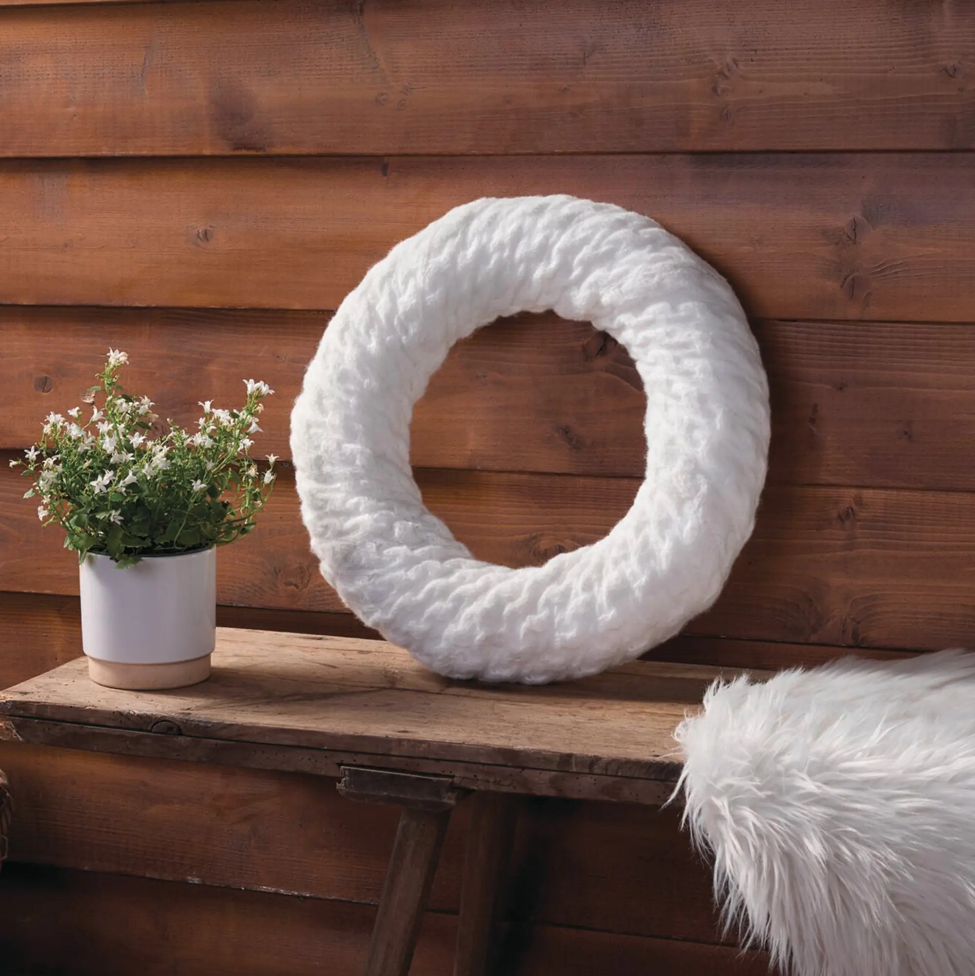 Kranz "Kuschelstrick"  im Frank Flechtwaren Online Shop für Festlicher Look: Mint &amp; Weiß kaufen