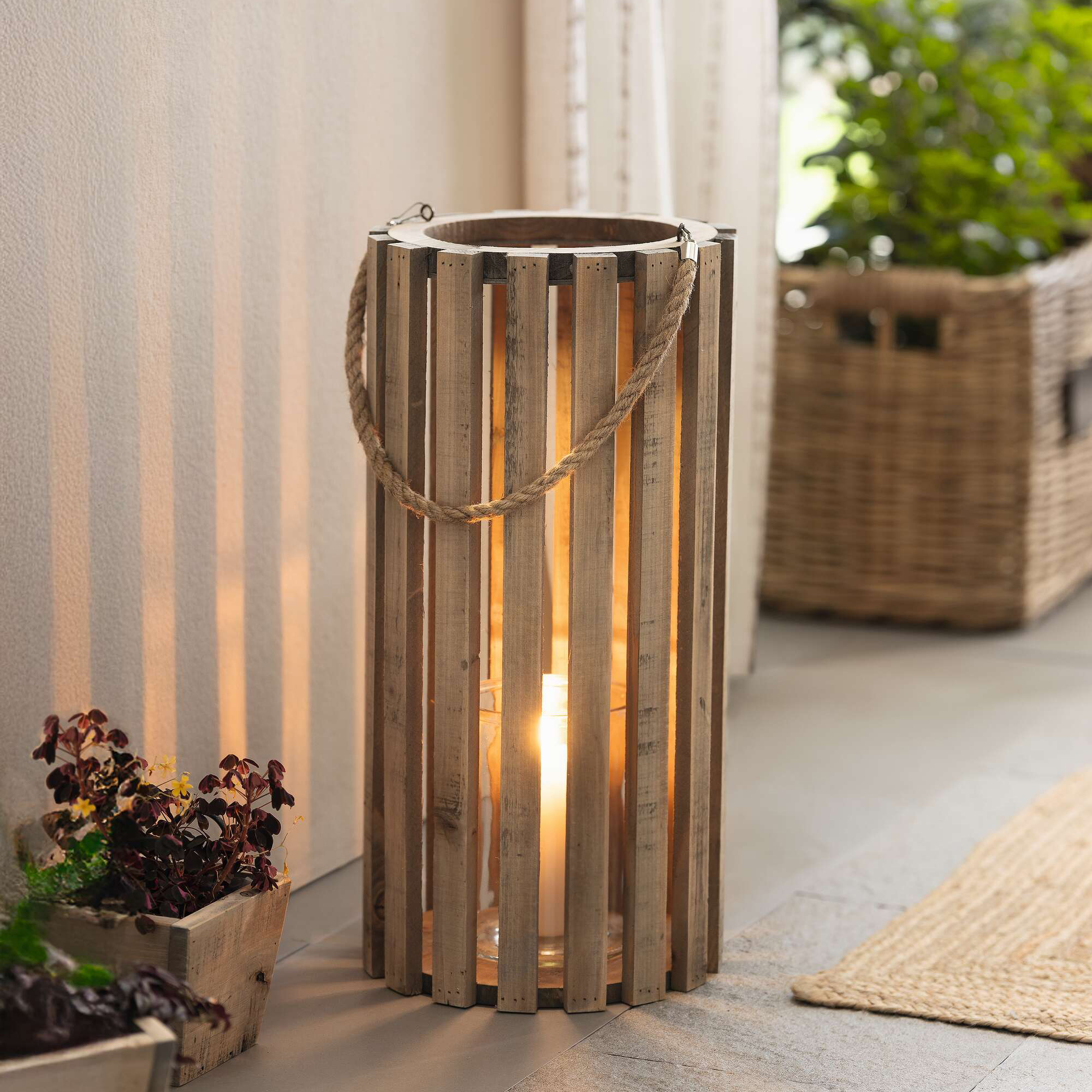 Holzlaterne "Recycling-Chic"  im Frank Flechtwaren Online Shop kaufen