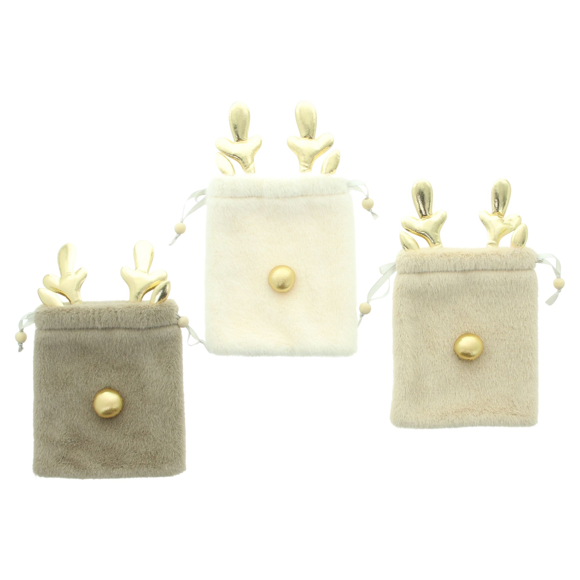 Geschenkbeutel "Plüsch", 3er Set  im Frank Flechtwaren Online Shop für Geschenktaschen &amp; -säckchen kaufen