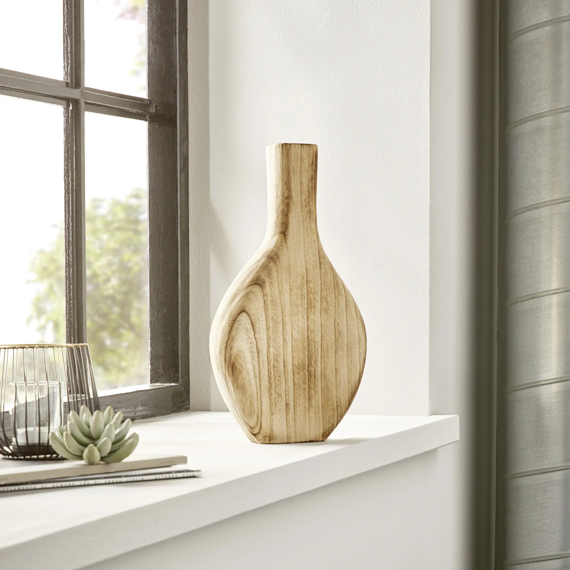 Dekovase "Wood", flach  im Frank Flechtwaren Online Shop kaufen