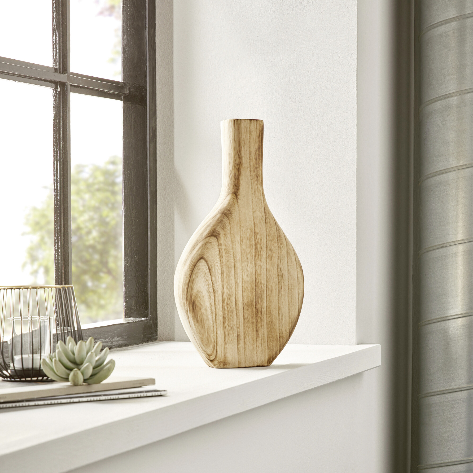 Dekovase "Wood", flach  im Frank Flechtwaren Online Shop kaufen