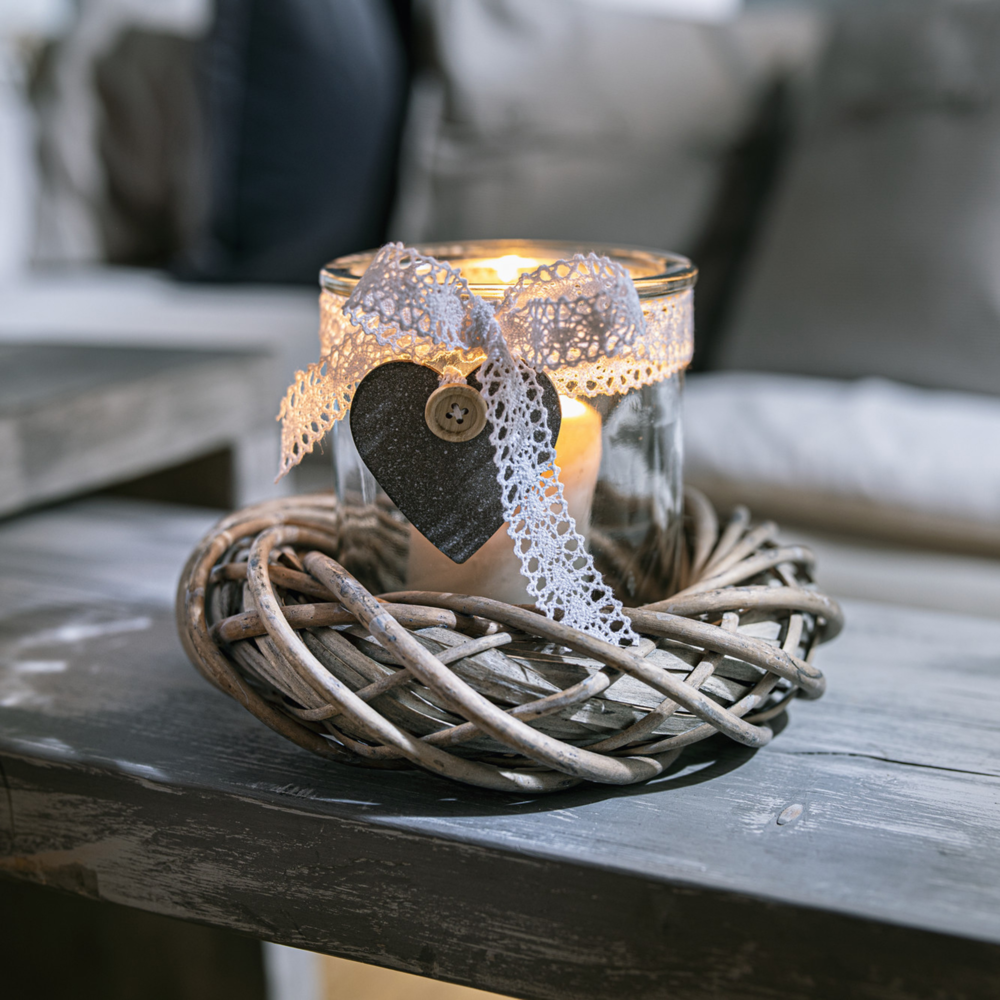 Windlicht "Weidenkranz", 2tlg.  im Frank Flechtwaren Online Shop kaufen