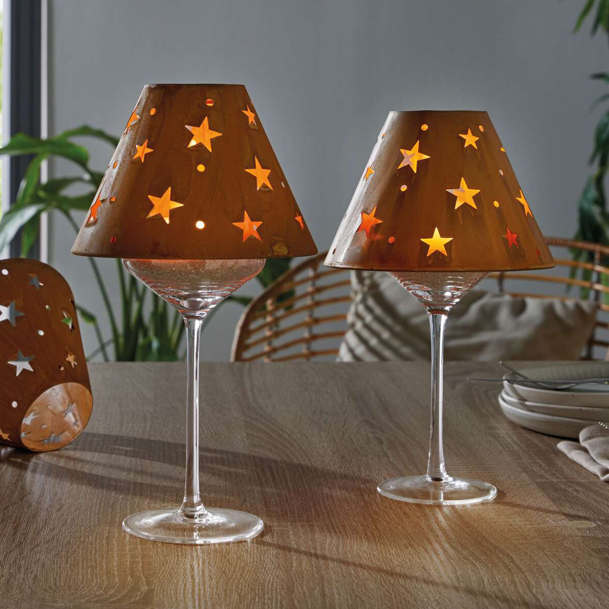 Kerzenschirm "Sternenhimmel", 2er Set  im Frank Flechtwaren Online Shop kaufen