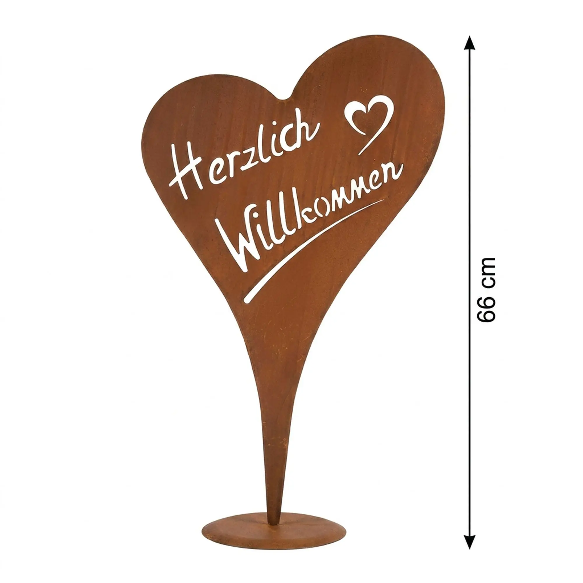 Herz "Herzlich Willkommen"  im Frank Flechtwaren Online Shop für Jubiläumsartikel-Garten kaufen