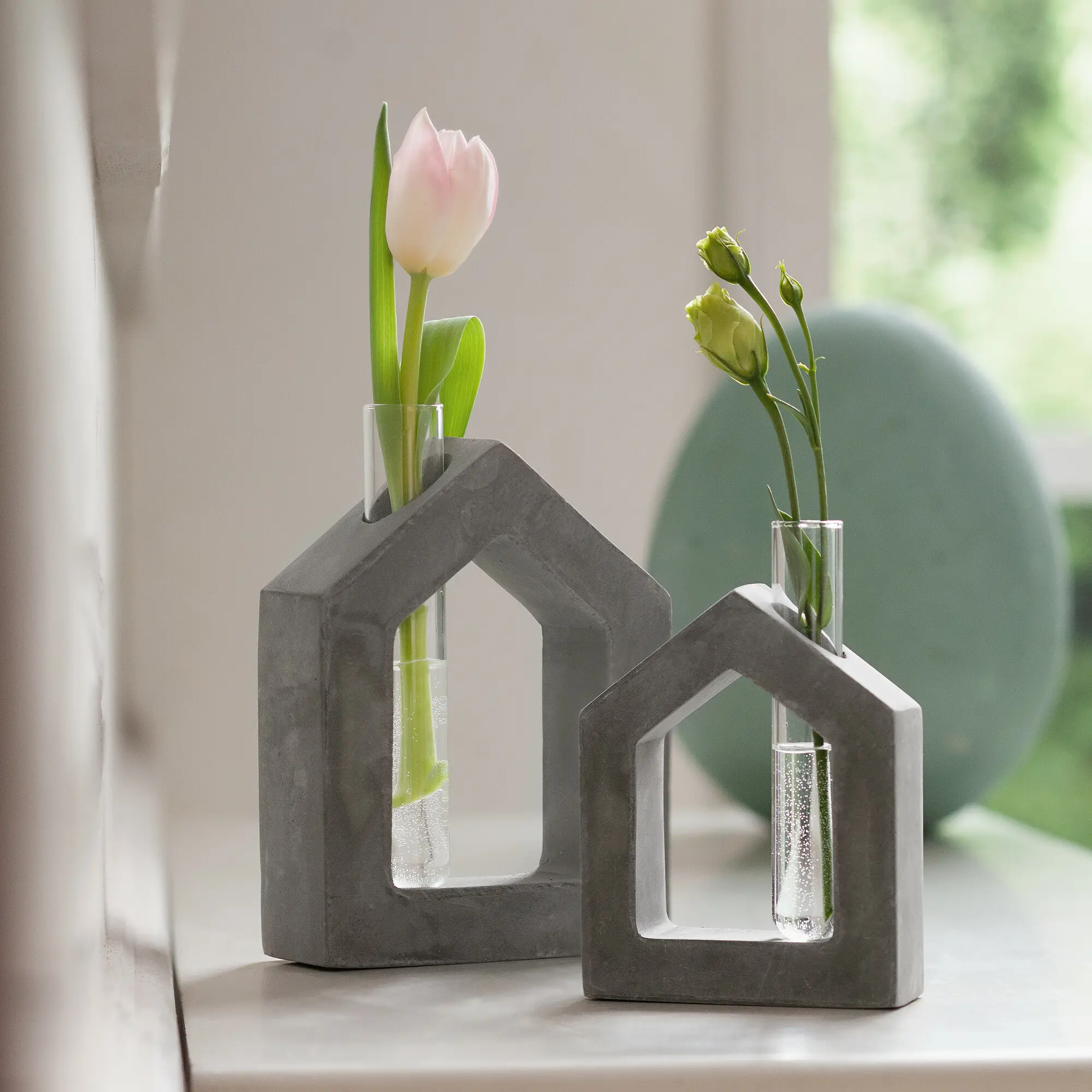 Haus mit Vase, 2er Set  im Frank Flechtwaren Online Shop kaufen
