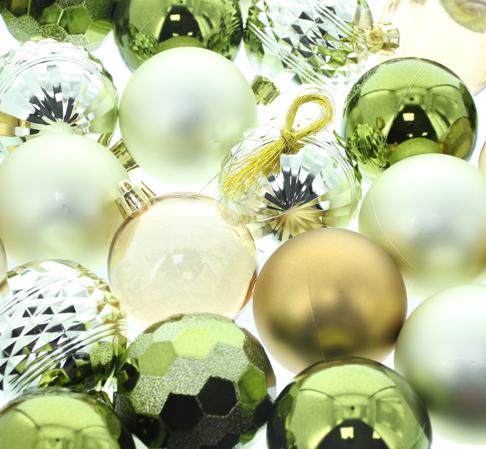 Christbaumkugel "Green &amp; Gold", 36er Set  im Frank Flechtwaren Online Shop für Baumschmuck kaufen