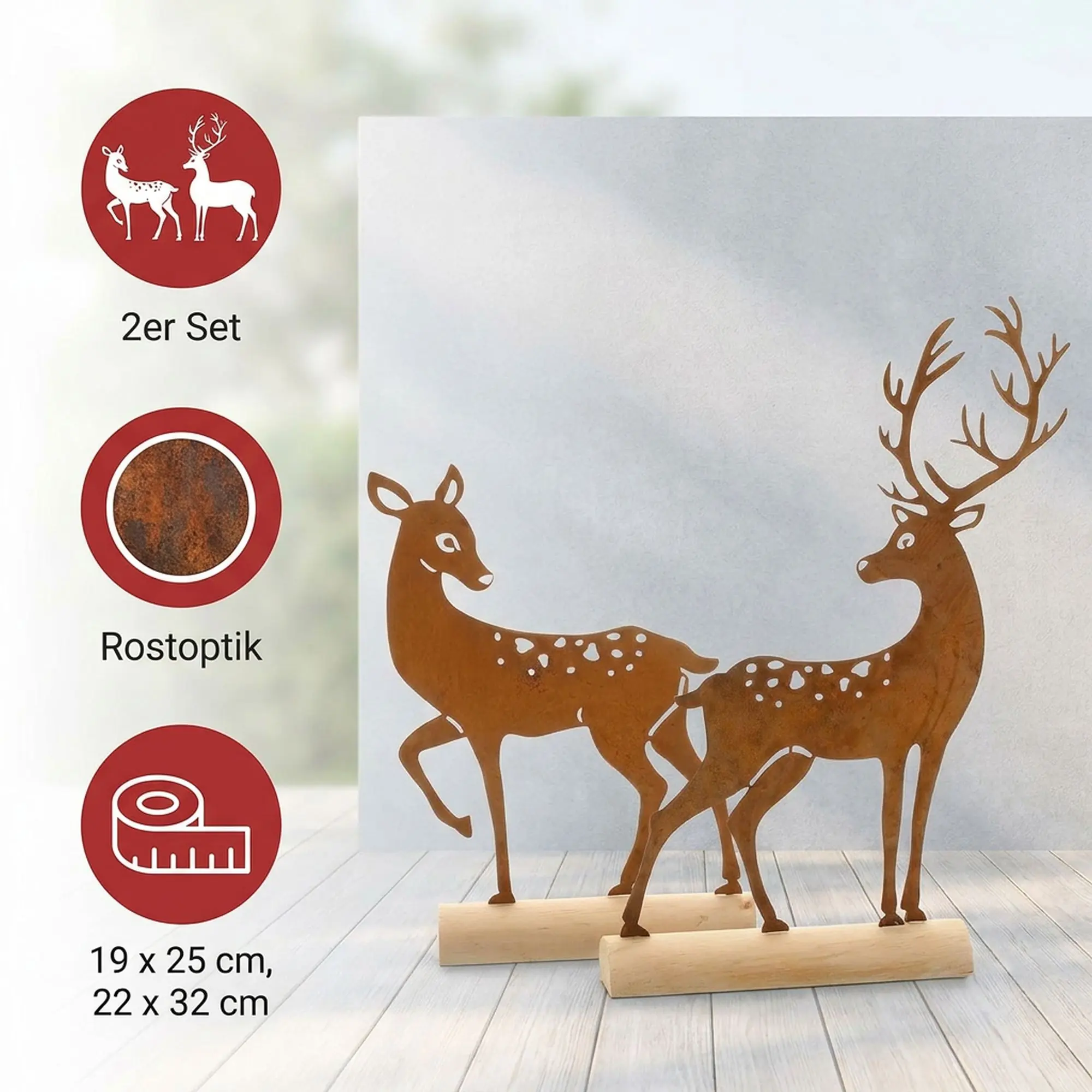 Metalldeko "Hirsch", 2er Set  im Frank Flechtwaren Online Shop für Weihnachtliche Dekofiguren kaufen