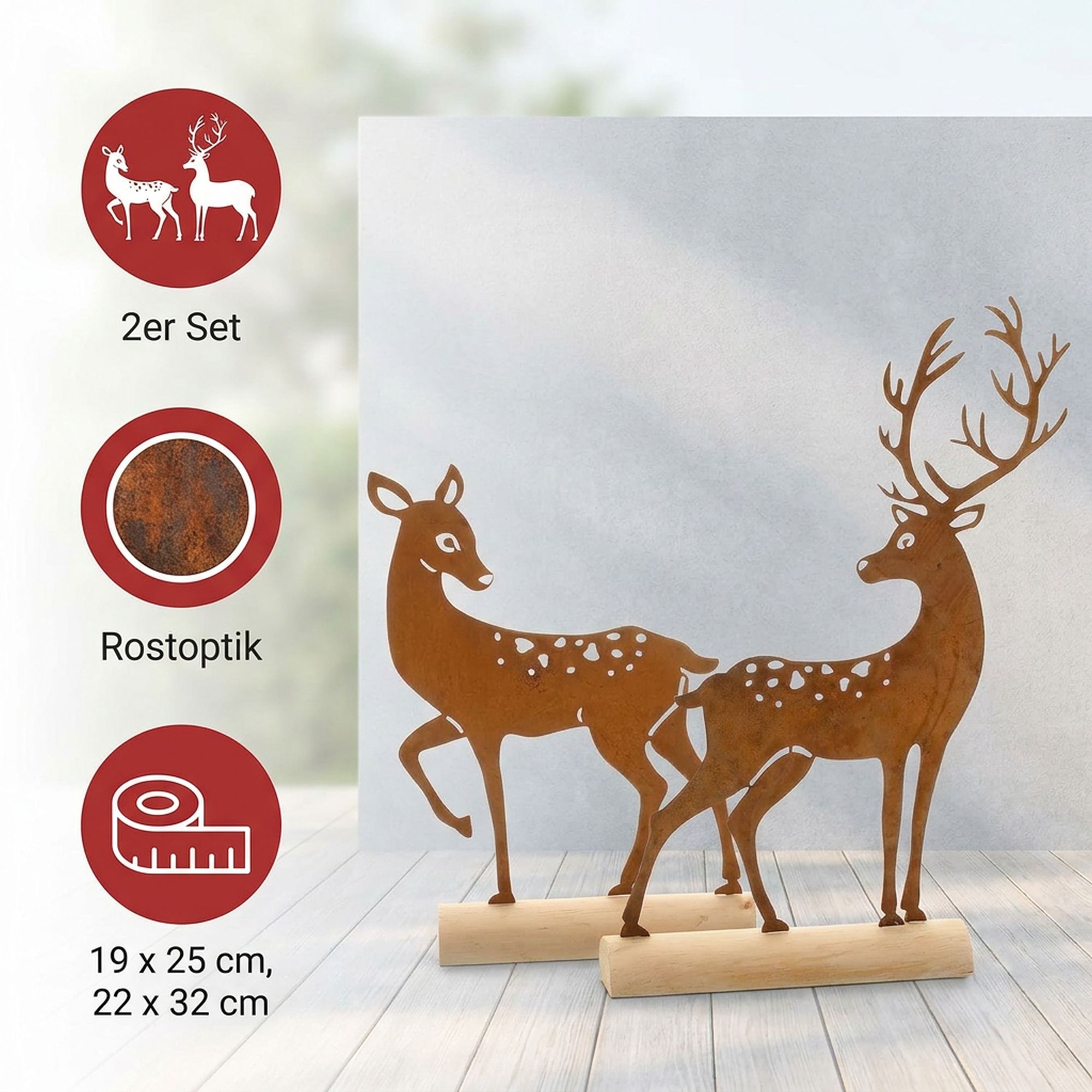 Metalldeko "Hirsch", 2er Set  im Frank Flechtwaren Online Shop für Weihnachtliche Dekofiguren kaufen