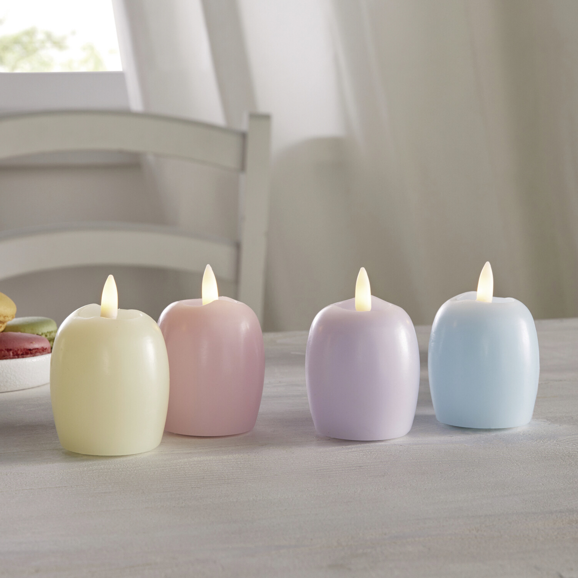 LED-Kerze "Pastell-Ei", 4er Set  im Frank Flechtwaren Online Shop kaufen