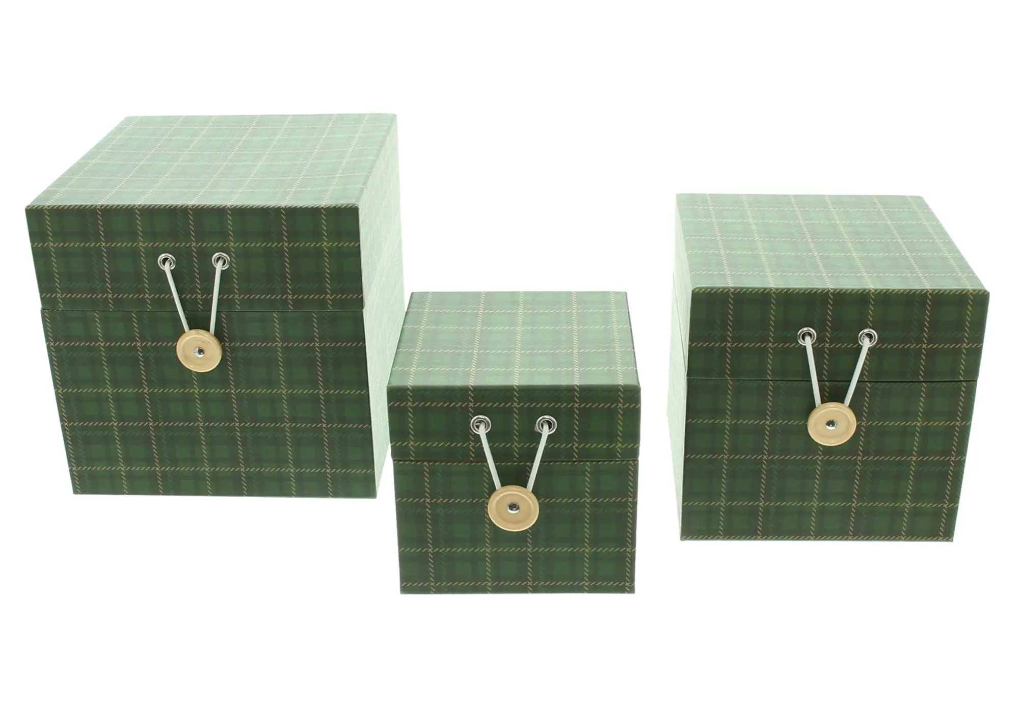 Geschenkbox "Grün kariert", 3er Set  im Frank Flechtwaren Online Shop für Geschenkboxen kaufen