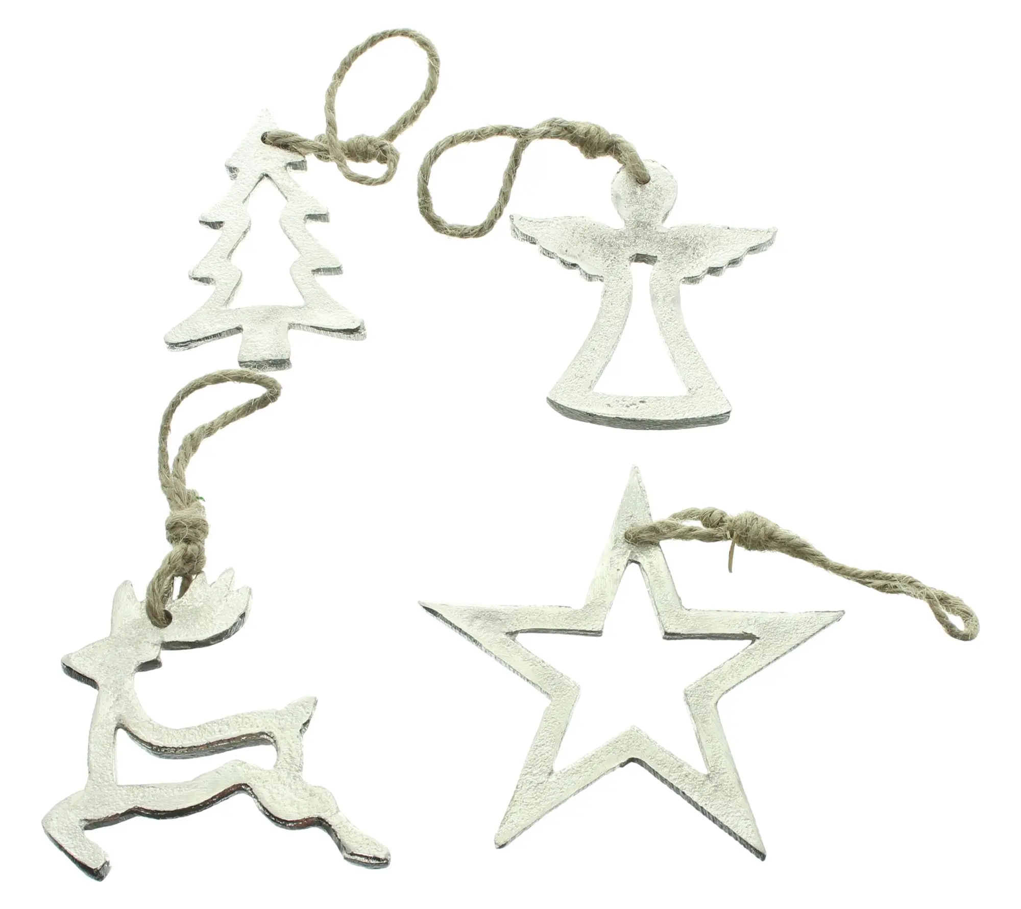 Hänger "Silberweihnacht", 4er Set  im Frank Flechtwaren Online Shop für Weihnachten kaufen